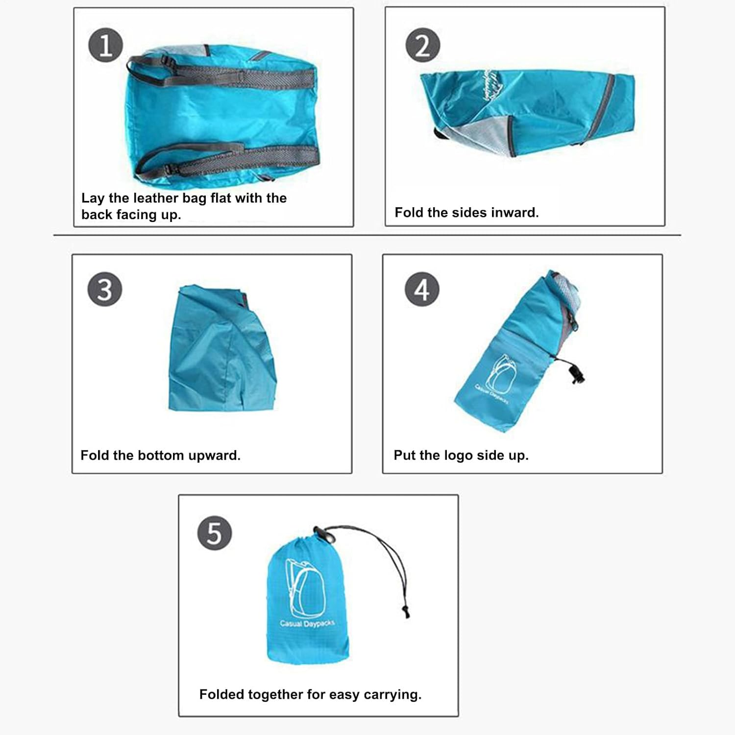 Ultra-Lightweight Foldable Backpack, Portable Foldable Outdoor Bag, Weighing 80G, for Hiking, Camping, Travel, Shopping, Cycling, Fitness, Fishing - Blue image number 2