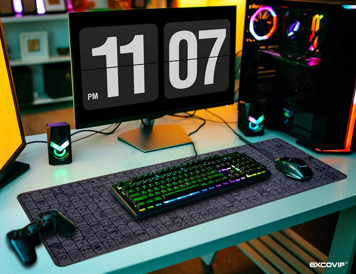 Excovip Large Gaming Mouse Pad with Stitched Edges, Extended Mousepad with Superior Micro-Weave Cloth, Non-Slip Base, Washable Desk Mat for Gamer, Office & Home, 35 X 11.8 In, Gray 0330 image number 4