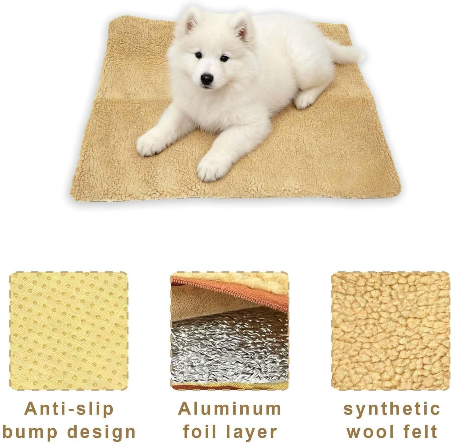 MINZHI Large Dog Mat, Dog Bed, Dog Cushion, Thermal Blanket, Cat Cushion, Warming for Dogs and Cats, Fluffy Cat Bed, Pet Warmer, 60 X 45 Cm image number 3
