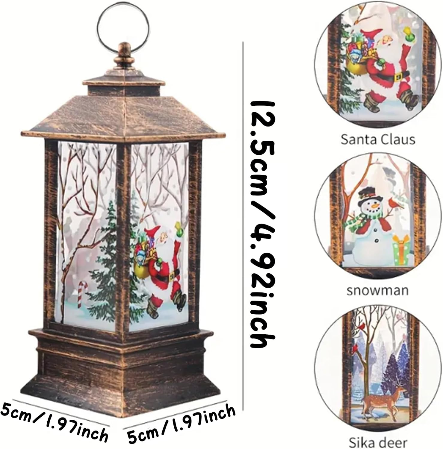 Christmas Lanterns Night Lamps with Artificial Snow, 6 Pieces, Home Decoration, Ideal Gifts, Halloween Outdoor Lights/129