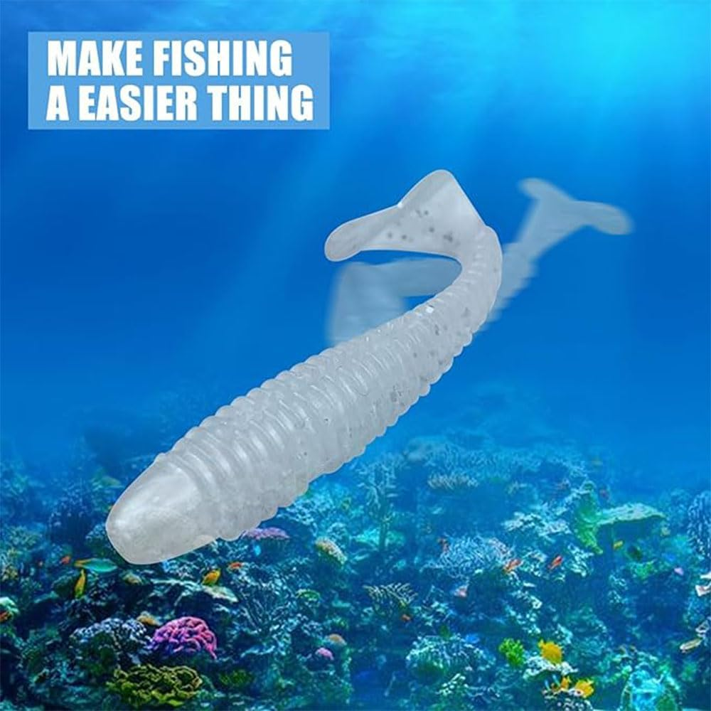 50Pcs Paddle Tail Swim Baits, Durable Soft Plastic Swimbait Paddle Tail Swimbait Soft Fishing Lures,Bass Trout Walleye Crappie Fishing Bait for Saltwater/Freshwater image number 4