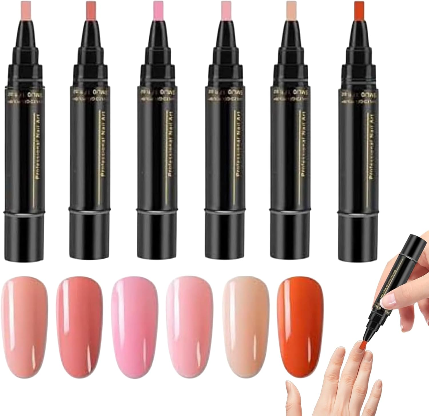 Nail Polish Pens for Women, 6 Colors Quick-Dry Nail Polish Art Kit, No UV Nail Polish Painting Accessories for Professional Manicure