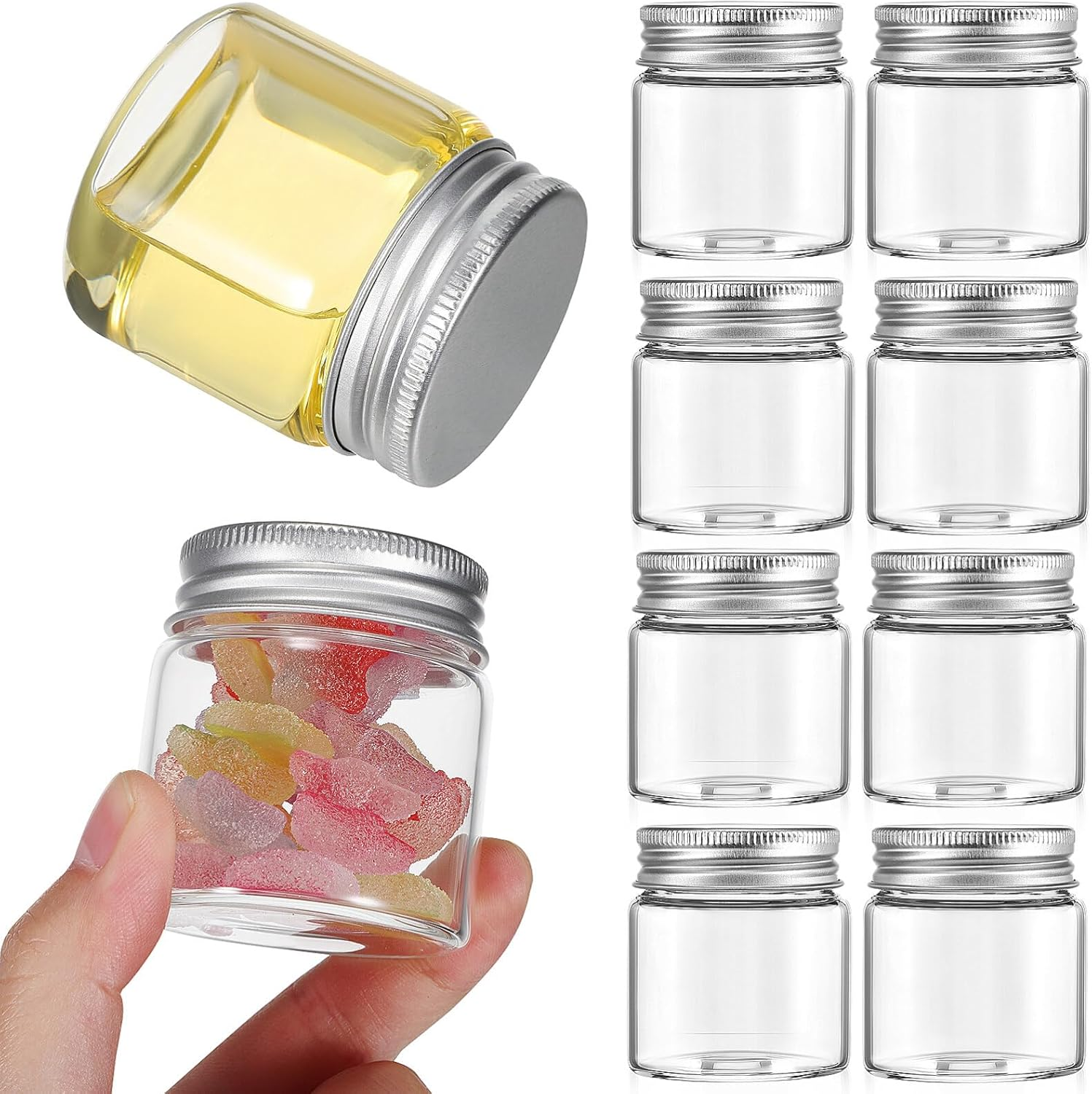 Kichvoe Glass Jars with Lids 20Pcs 50Ml Small Airtight Storage Containers Sealed Glass Jars for Spices Candy Tea Coffee Kitchen Organisation image number 6