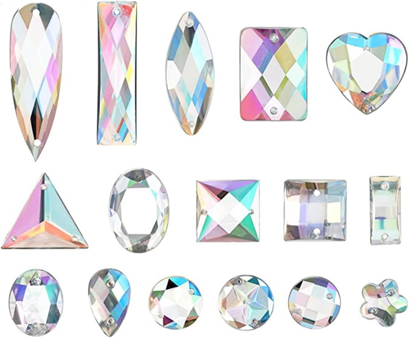 Nhgkju Pack of 100 Rhinestones for Textiles - Glitter Stones for Crafts, 4-30 Mm, Mixed Shapes, Perfect for DIY, Sewing & Decoration image number 1