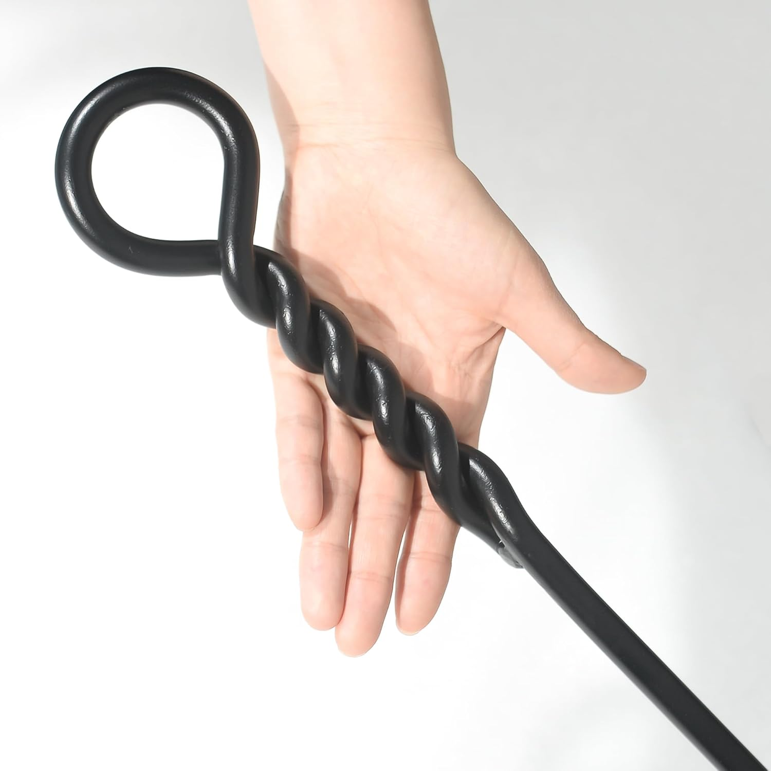 Fire Poker for Fire Pit, 40&rdquo;Twisted Rope Design Fireplace Poker, Heavy Duty Handmade Fire Pit Poker for Campfire Wood Stove Firewood Log Coals, Outdoor and Indoor Fireplace Fire Pit Tools image number 3