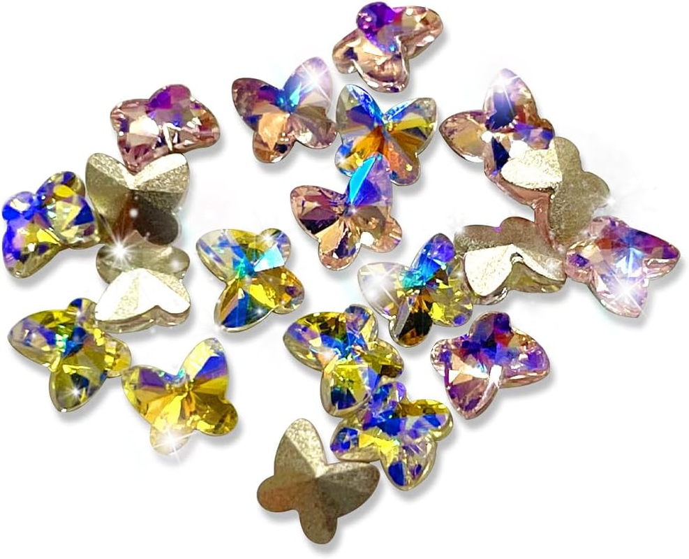 HAIKING 3D Nail Charms Decoration, 20 Pcs Butterfly Nail Art Decorations for Women, Girls, Home DIY Nail Art Supplies (2 Colors)