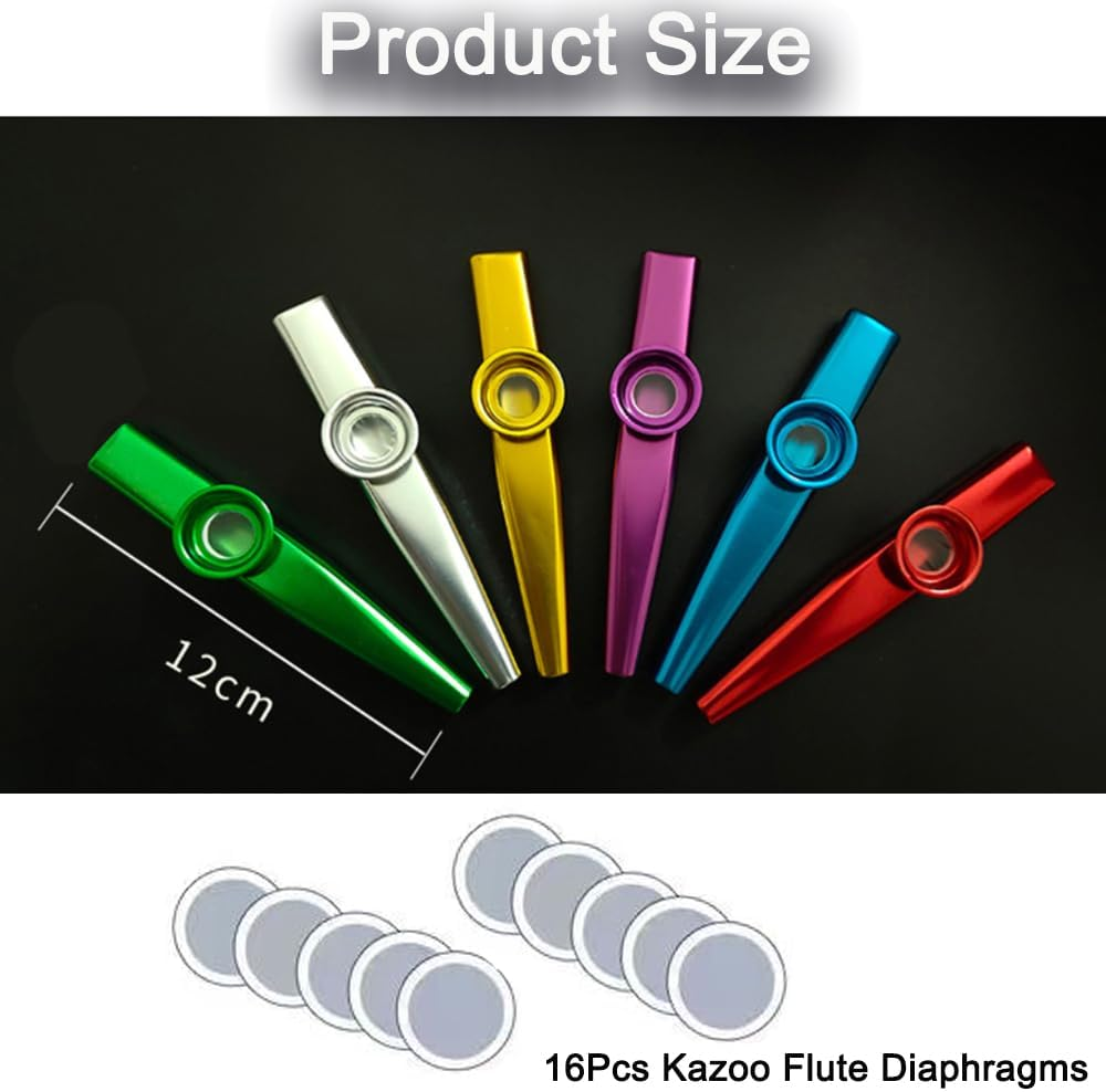 Metal Kazoos, Musical Instruments, Kazoo Flutes, Party Favor, Gift Bag Fillers, Entertainment Gift 6 Pack image number 4