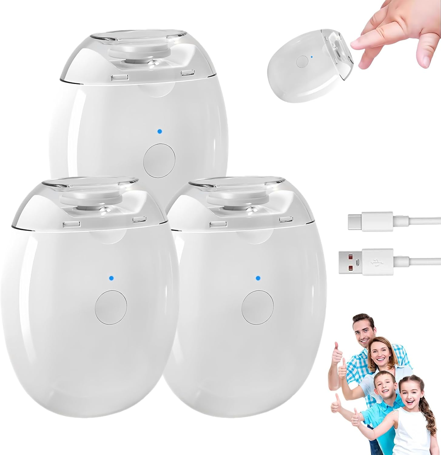 Universal Automatic Fingernail Grinder, Portable 3 in 1 Electric Nail Clippers with LED Light & 3 Speeds, 360&deg; Silent Auto Fingernail Cutter and Polishing Trimmer, for Whole Family (1 PC)