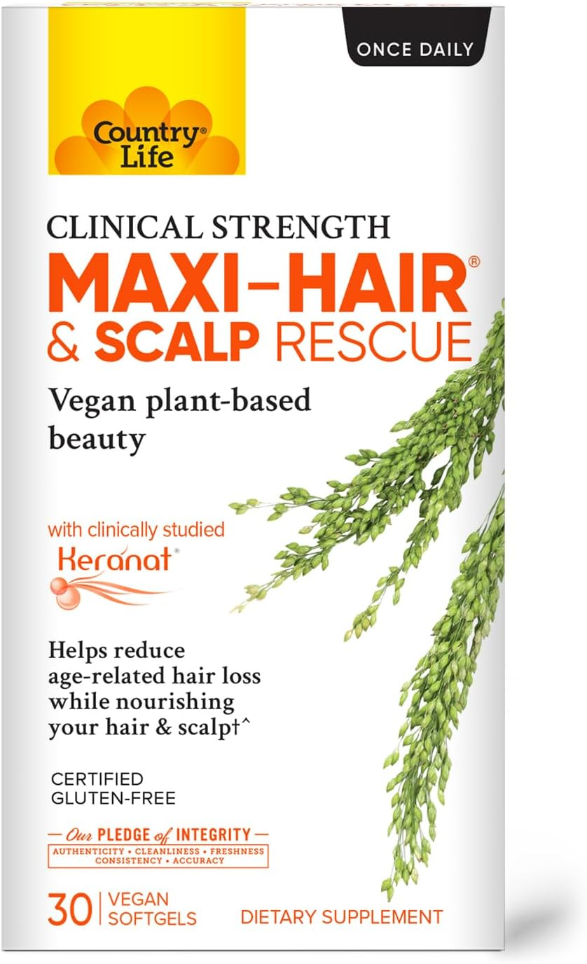 Country Life Maxi-Hair & Scalp Rescue - 30 Count - May Help Reduce Age-Related Hair Loss - Keranat - Hair & Scalp Support - Clinical Strength image number 4