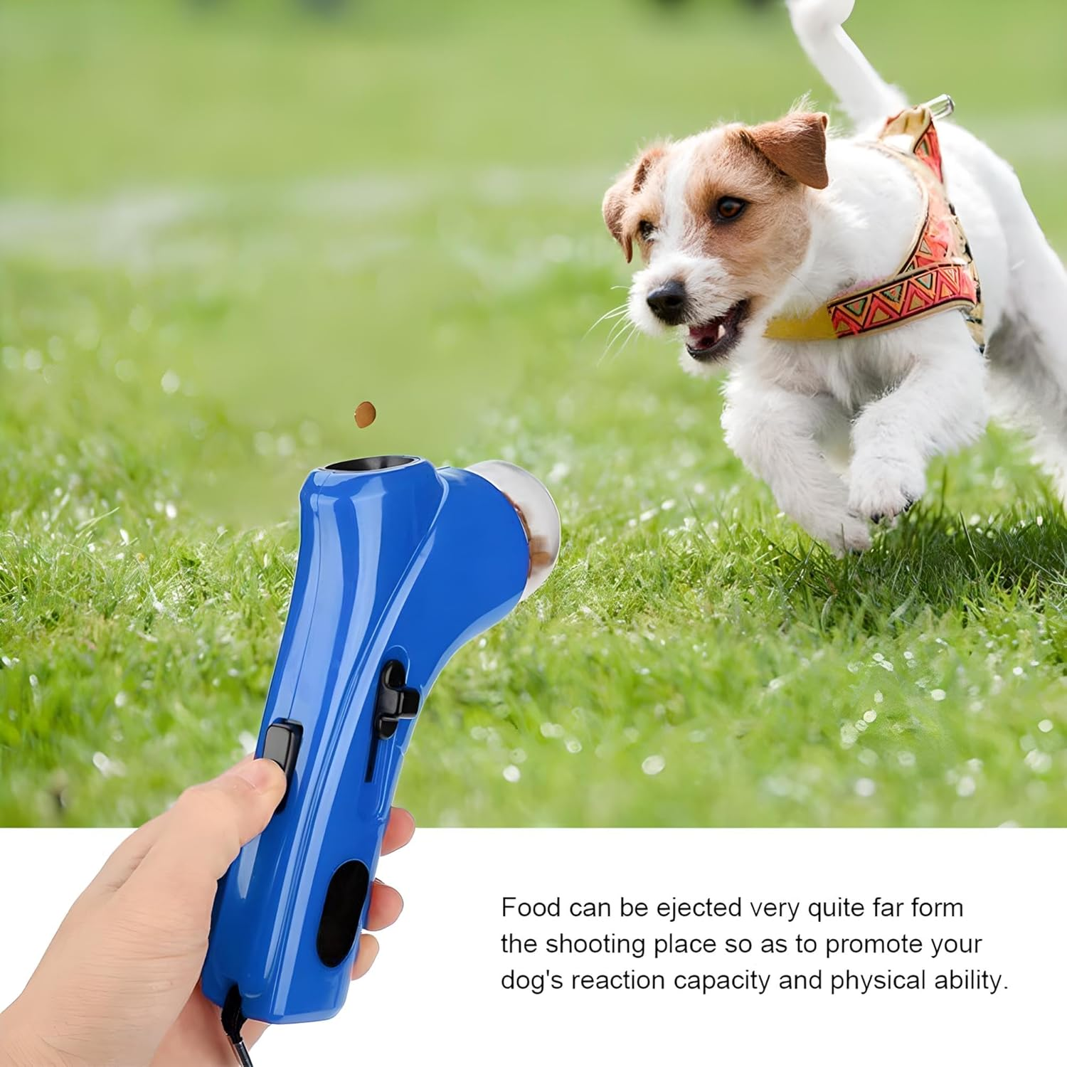 Tasmegol Cat Treat Gun Shooter Interactive Pet Food Snack Dispenser Launcher Toy for Cats Dog （Blue）