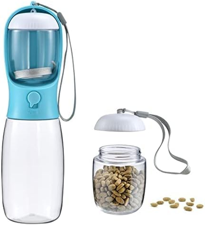 Dog Water Bottle with Food Container, Travel Puppy Water Bowl, Portable Pet Dispenser, Dog Stuff Accessories Items, Puppy Essentials Necessities for Yorkie Chihuahua Cat Walking and Hiking