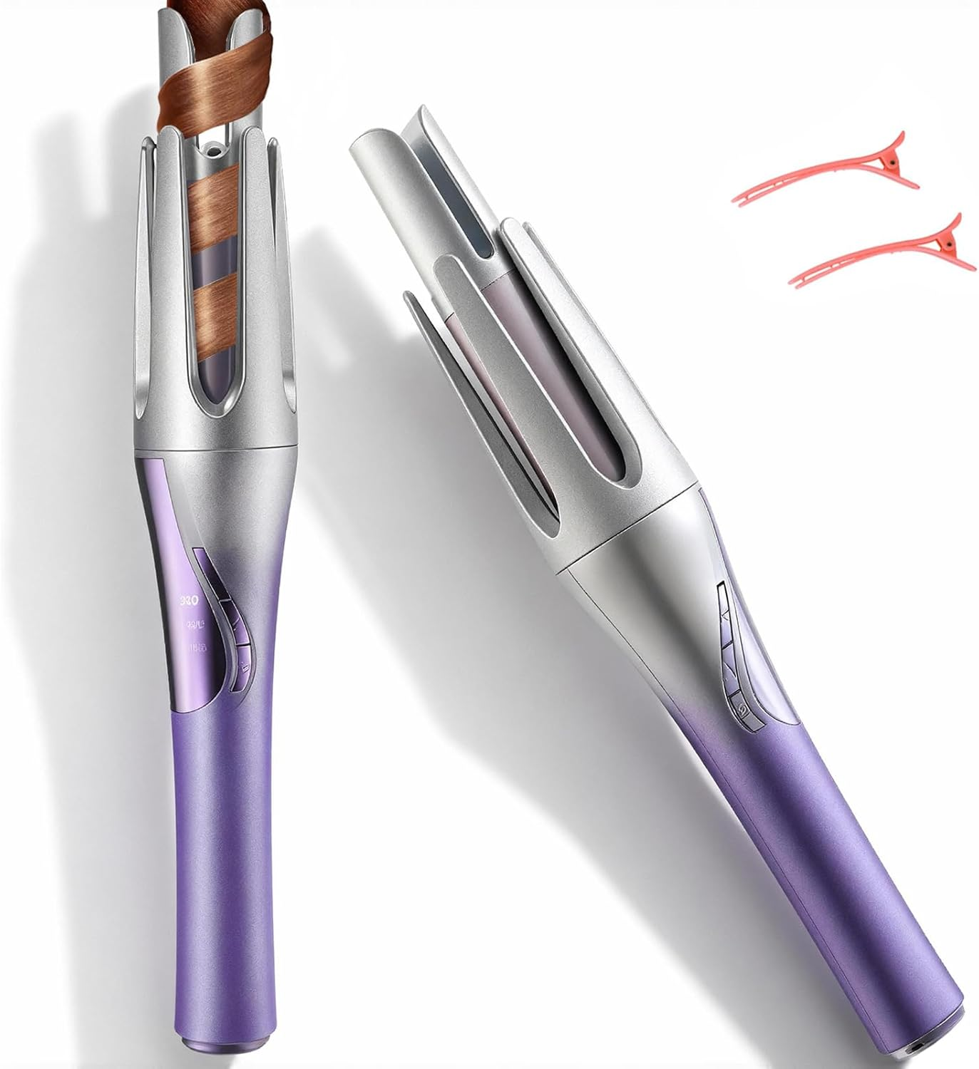 Cordless Automatic Hair Curler, 32Mm Rechargeable Rotating Curling Iron for Effortless Curls, 30S Fast Heat-Up with 3 Temp Settings & Anti-Tangle Tech (Gradient Purple)