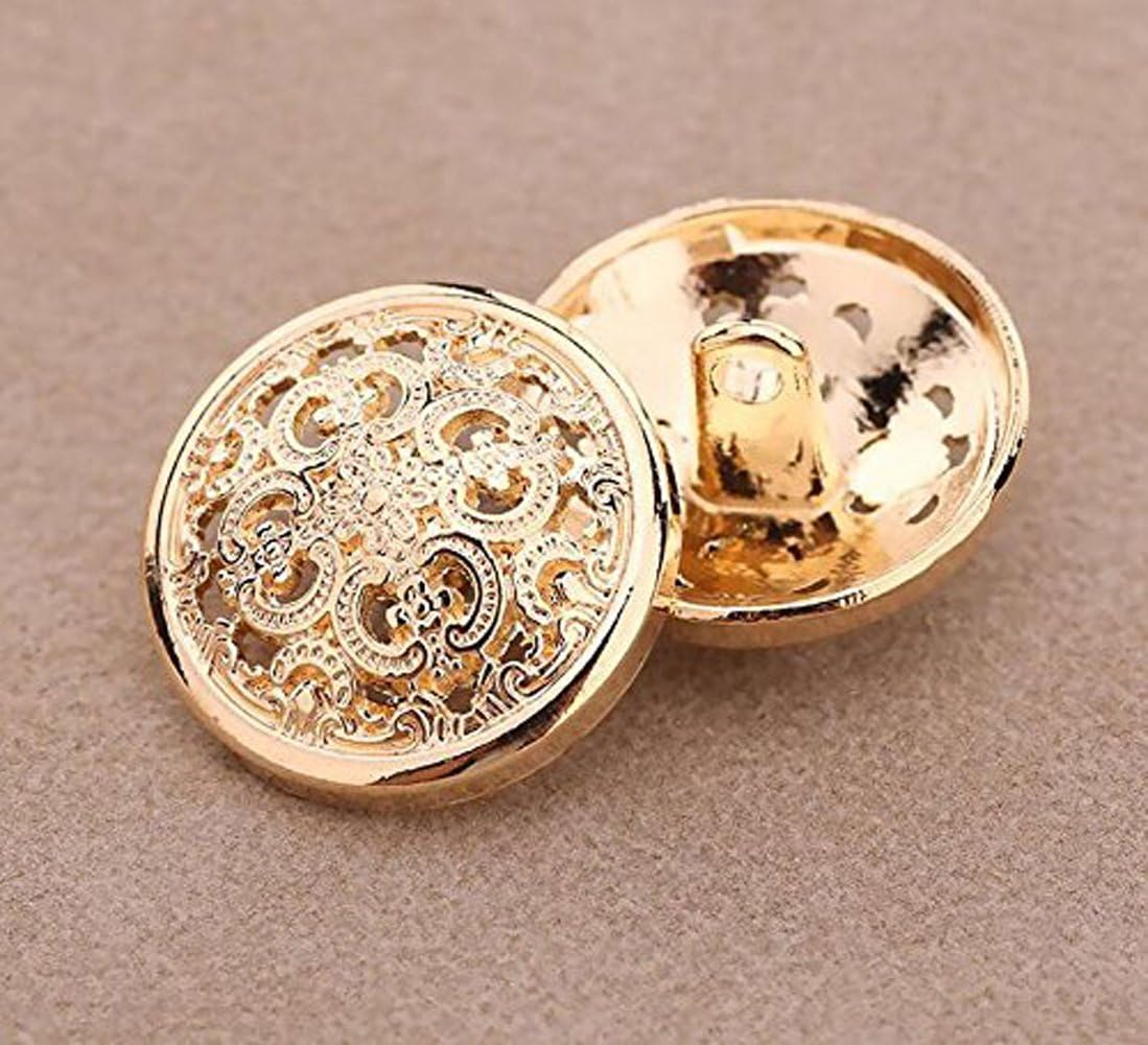 10PCS Clothes Button - Retro Hollow Sewing Button Shank round Shaped Metal Button Set for Men Women Blazer, Coat, Uniform, Shirt, Suit and Jacket, Gold, 20Mm image number 4