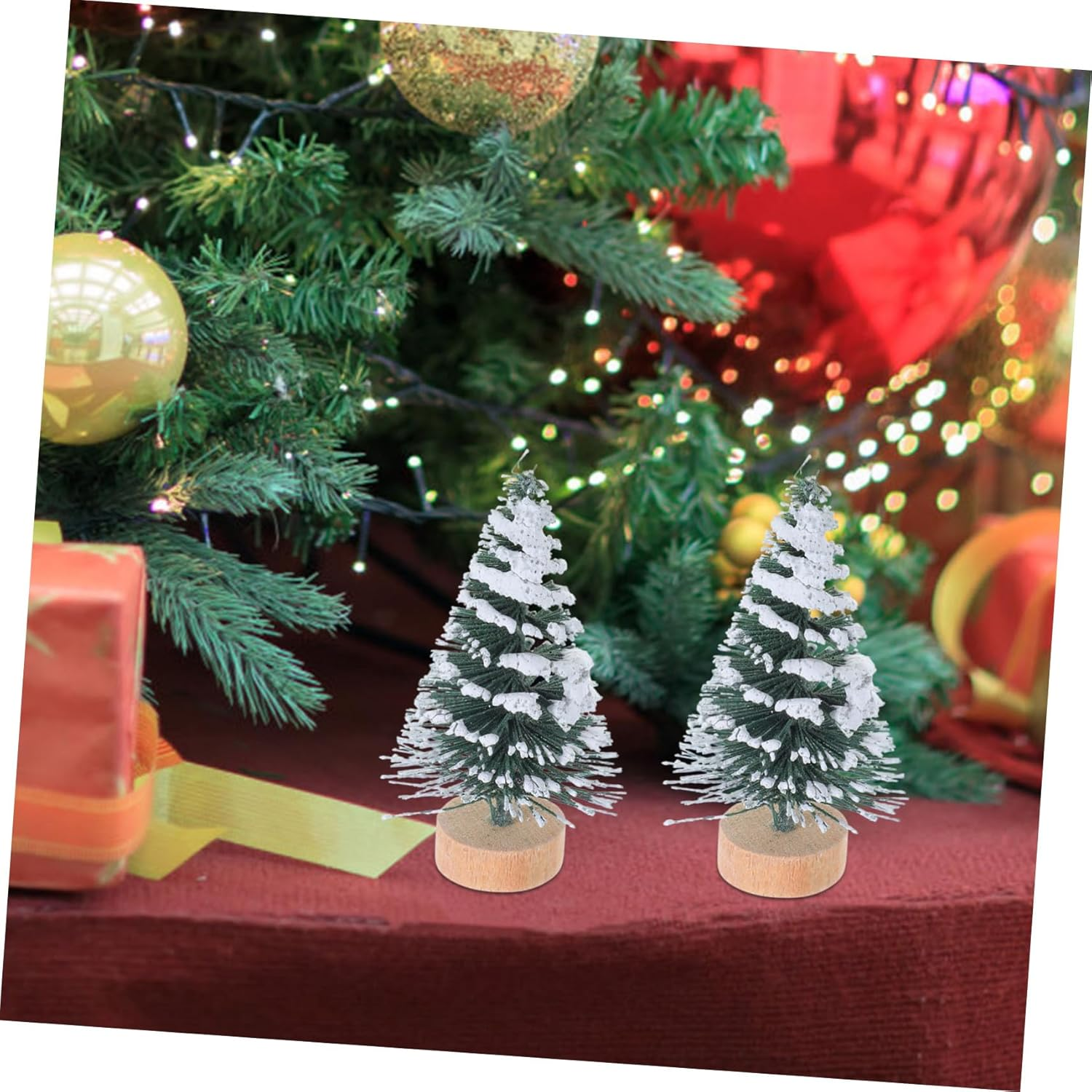 10Pcs 5Cm Mini Snow-Covered Pine Christmas Tree Decor, Flocked Tabletop Xmas Party Ornaments for Home and Desktop Seasonal Decoration image number 6