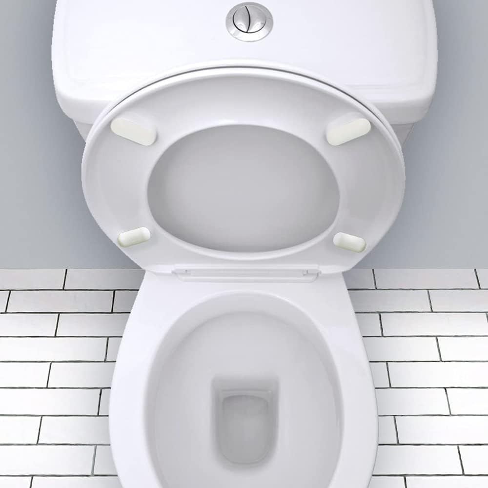 Toilet WC Seat Buffer Set Toilet Seat Bumper Noise Dampening Bumpers Gasket Toilet Seat Buffer Set Universal Toilet Bumper Replacement Cushioning Pads (White) image number 4