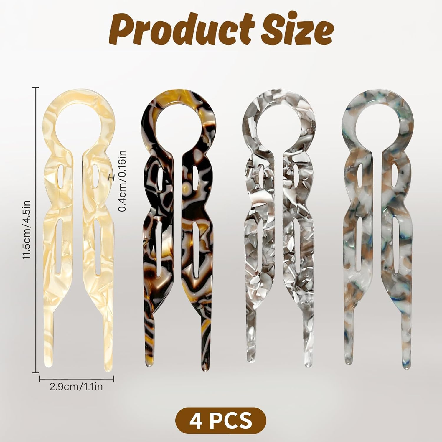 Jrusmr 4 PCS French Hair Pins for Women, Lialys Hairpins, U Shaped Hairclips for Thick or Thin Hair, Elegant Styling Accessories for Daily Use or Updos image number 5