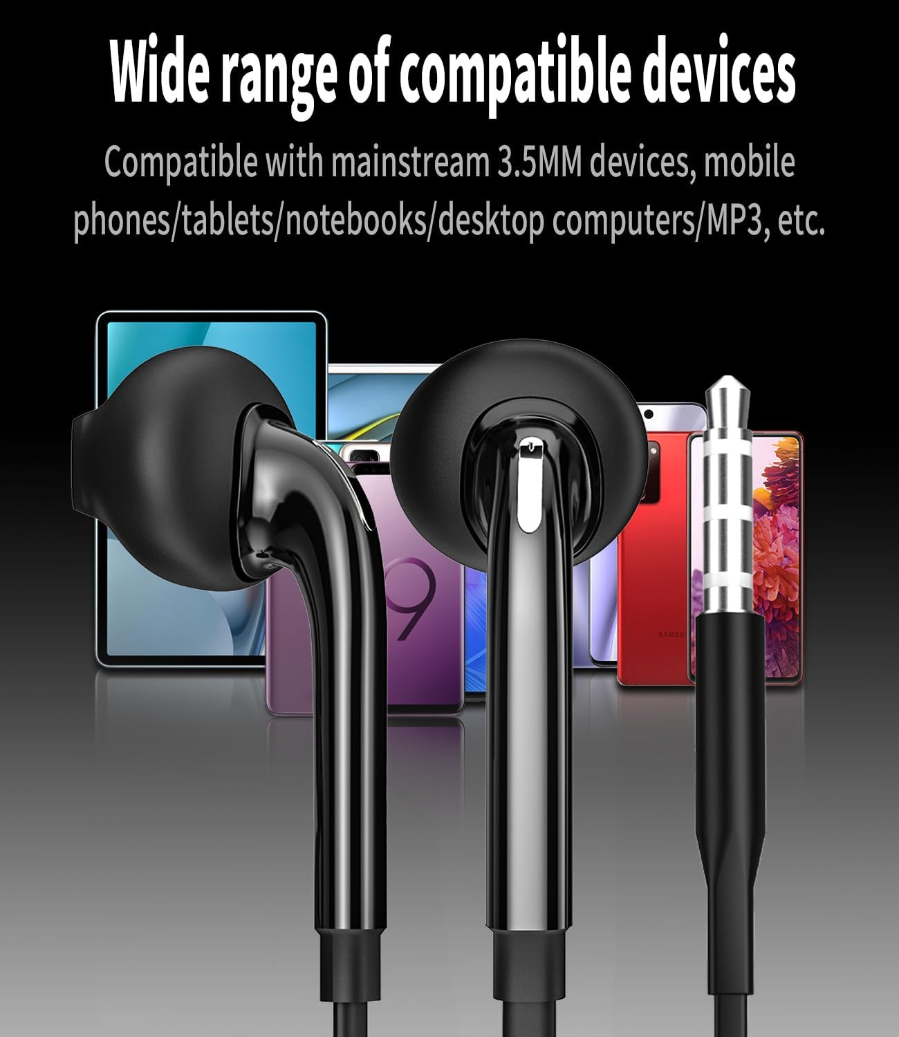 Zoyuzan 3.5 Mm Jack Ear Headphones (Pack of 2) - 1.2 M Cable with Microphone - Unisex - Schwarz - Wired - In-Ear - Headphones image number 1