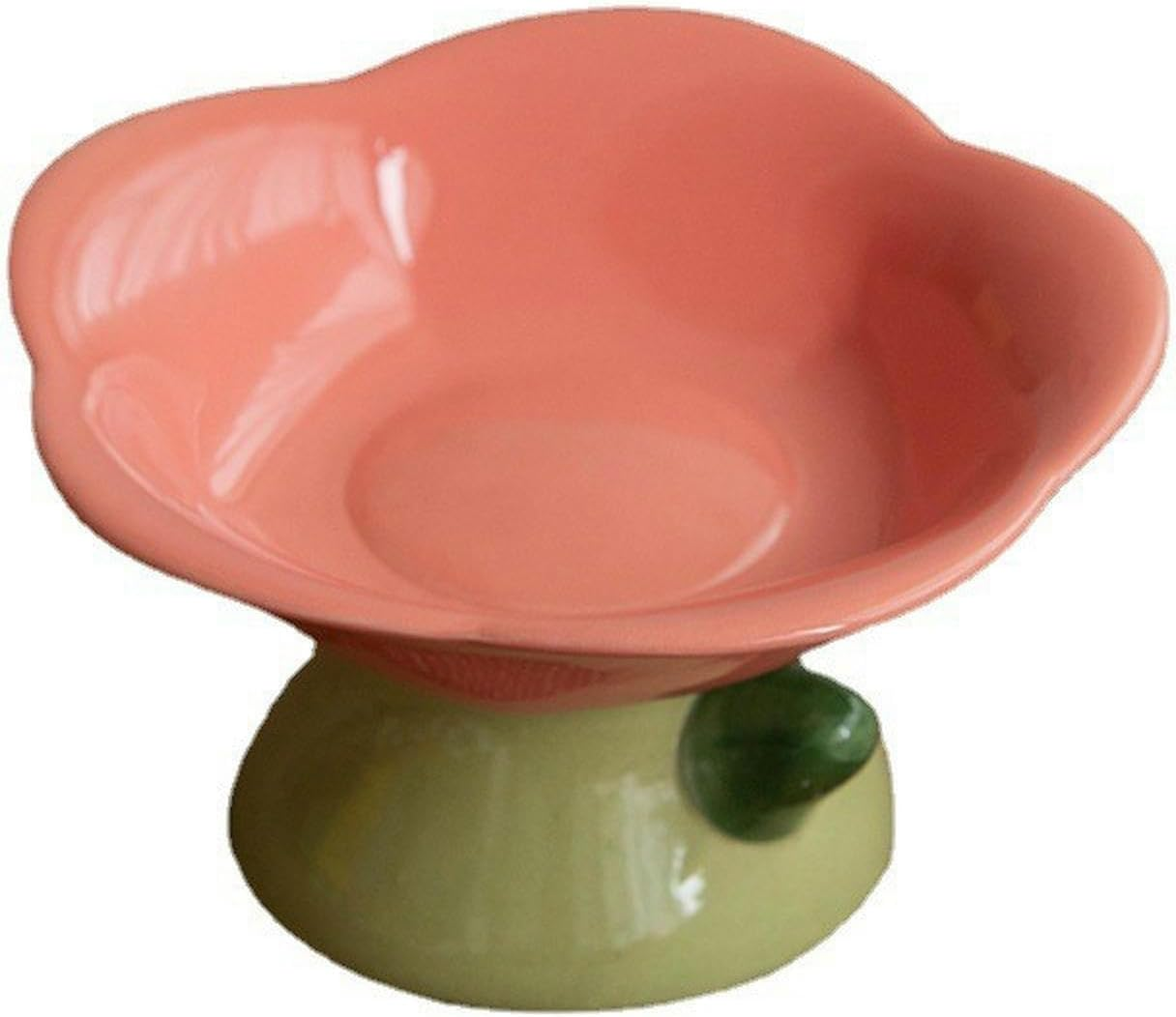 Joyxiwa Neck Protection Ceramic Cat Bowl Flower High Foot Oblique Mouth Cat Food Pot Pet Ceramic Bowl-Powder Tray image number 3