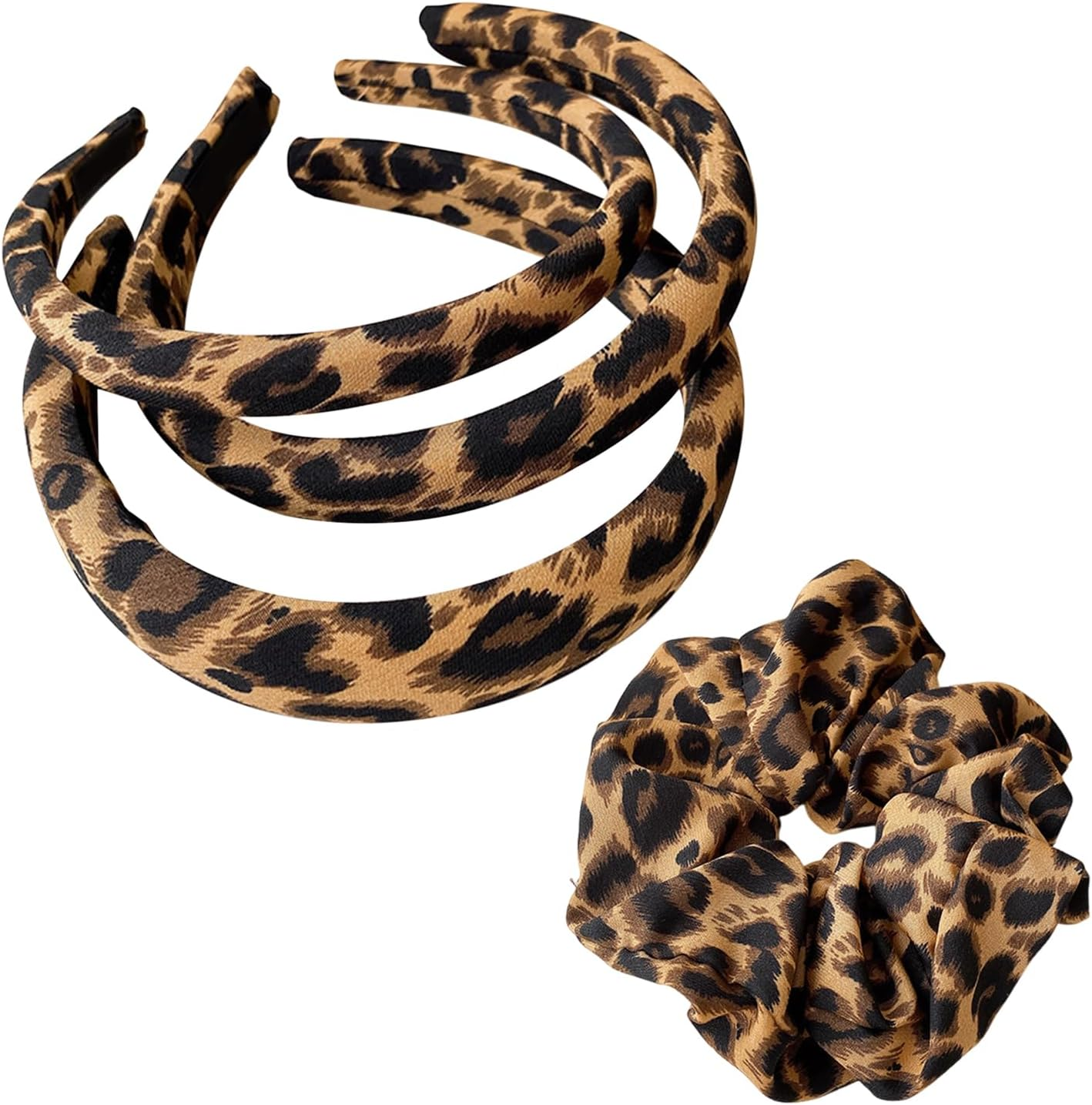 3 Pieces Leopard Print and 1 Piece Leopard Print Hair Ring, Retro Hair Accessories, Non-Slip Headband, Fashionable and Versatile Hair Accessories, Hairstyle Accessories. image number 1