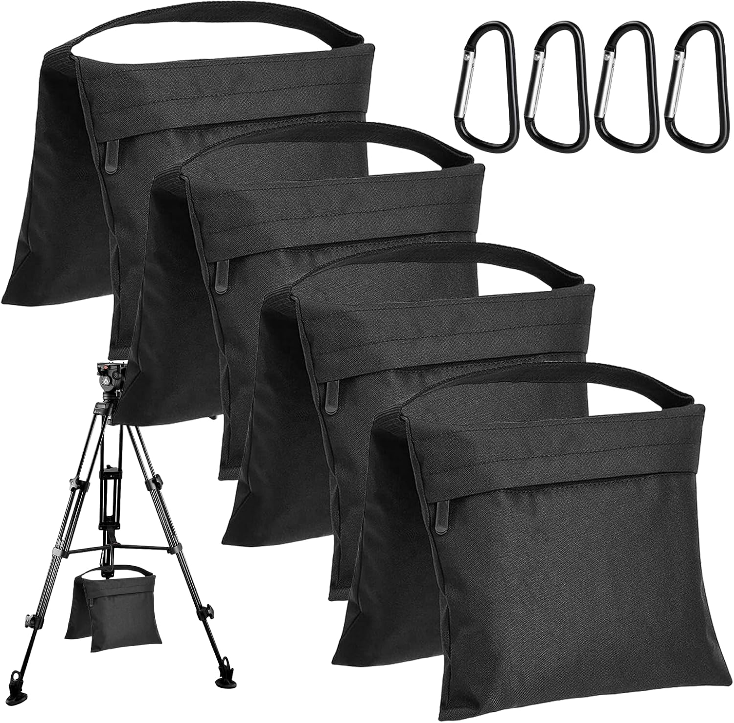 Sandbags for Photography, Set of 4 Sandbags for Photography, Sandbags for Photography, Sandbag for Photography Lamp Stand, Sandbags with 4 Carabiners, Sandbag for Photo Studio, Tripods, Tents
