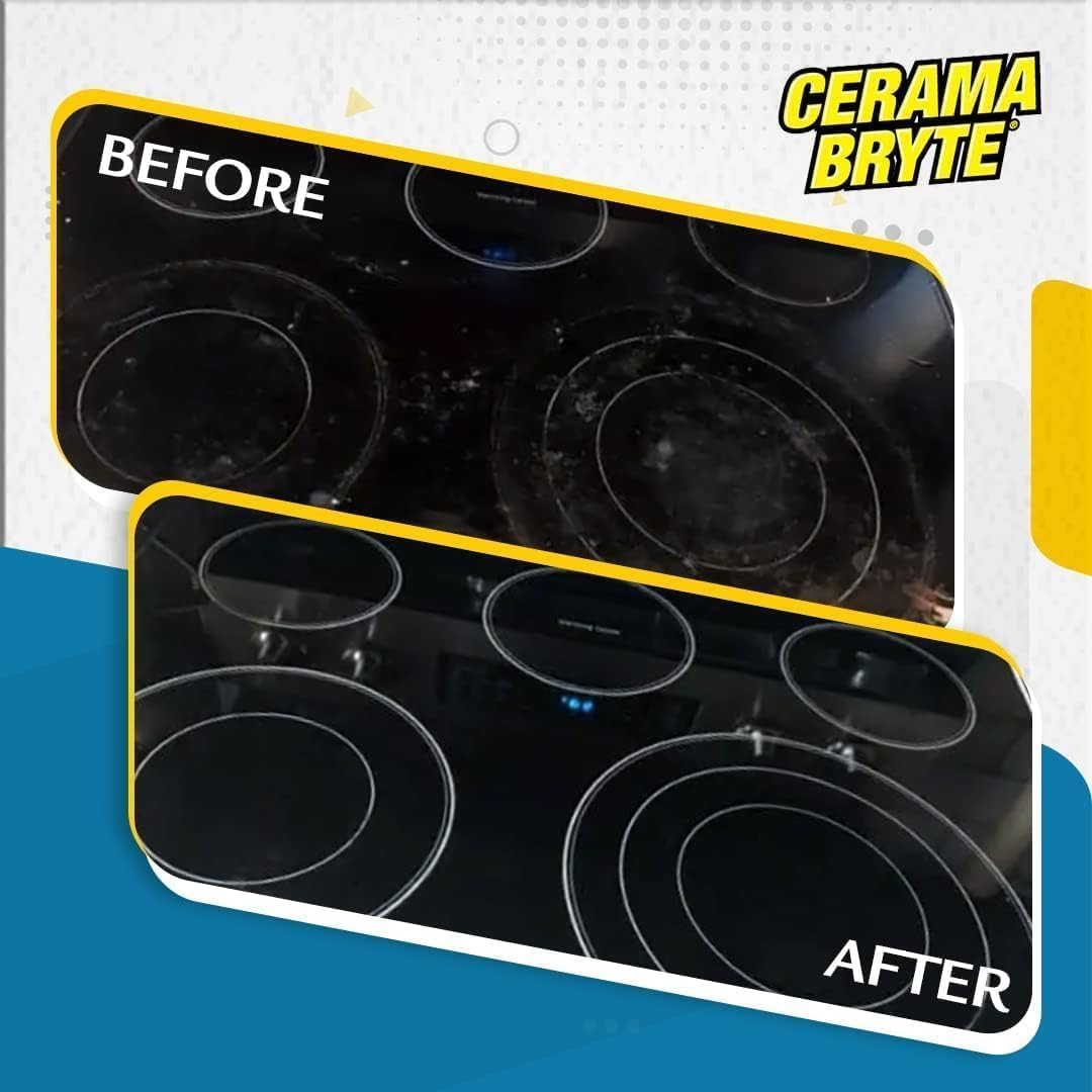 Cerama Bryte Glass-Ceramic Cooktop Cleaning Pads for Stubborn Stains, 10 Count
