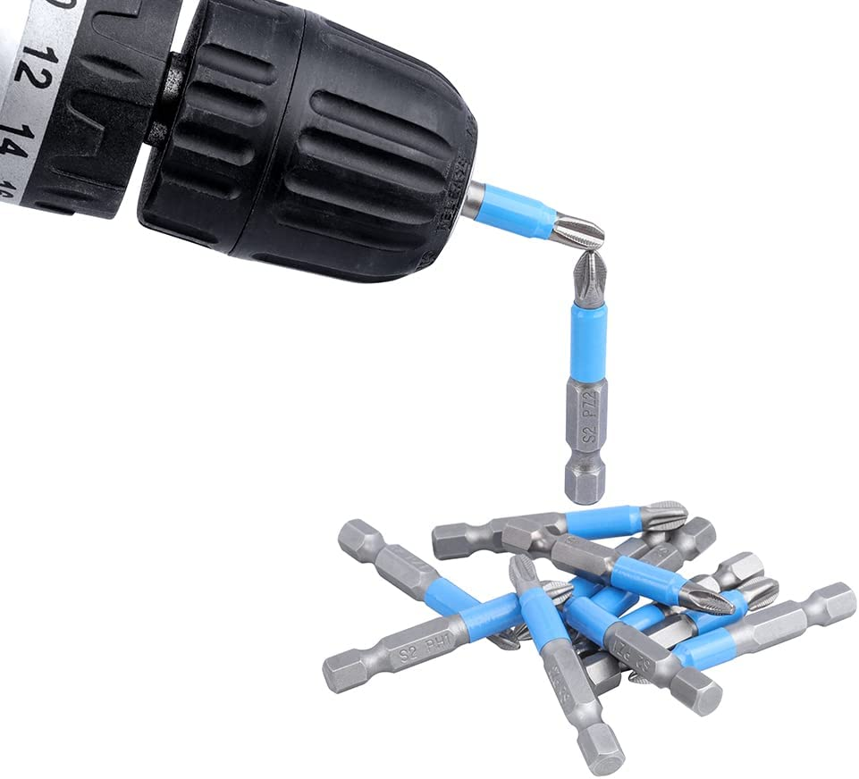 Yakamoz 12Pcs Magnetic anti Slip Phillips Screwdriver Bit Set, 1/4 Hex Shank, PZ1, PZ2, PZ3, PH1, PH2, PH3, 50Mm image number 3