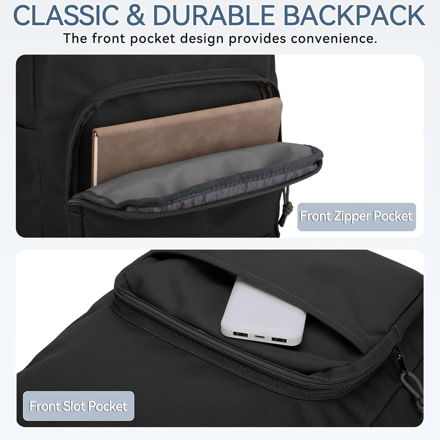 VASCHY Backpack for Men Women, Water Resistant Lightweight Classic School Backpack for Kids/Teens Casual Travel Daypack for Sports Hiking