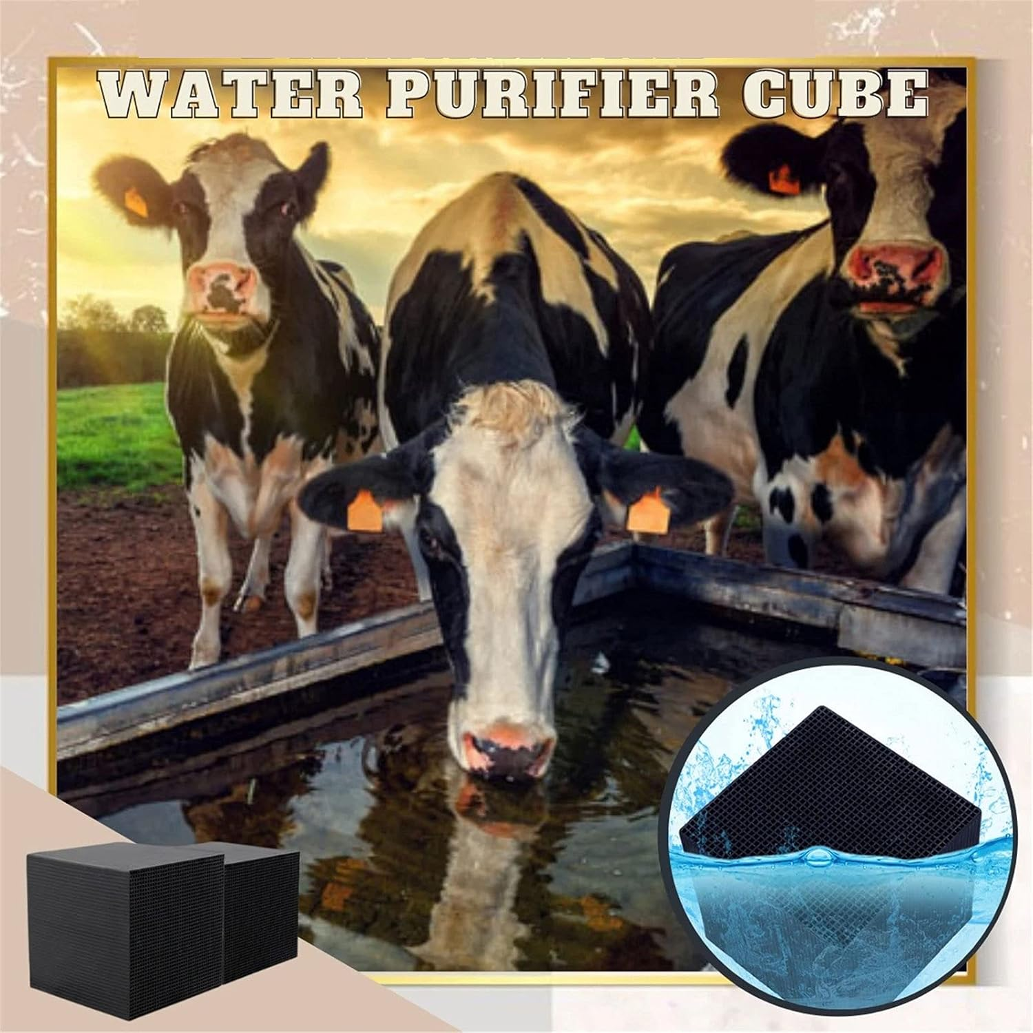 Water Purifier Cubes, Activate Carbon High-Efficiency Water Purification Filter 10 * 10 * 10Cm Durable Animal Water Purifier for Farm Fish Tank Aquarium/4 (Size : 4PCS) image number 3