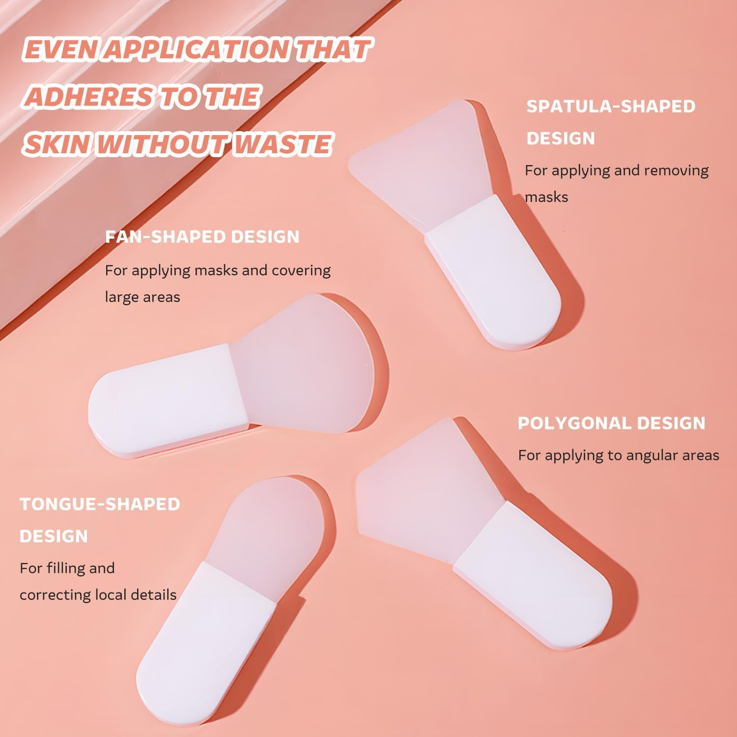 TORMEN Face Mask Applicator Brushes Set &ndash; 4Pcs Silicone Cosmetic Spatulas for Women Skincare Tools image number 1