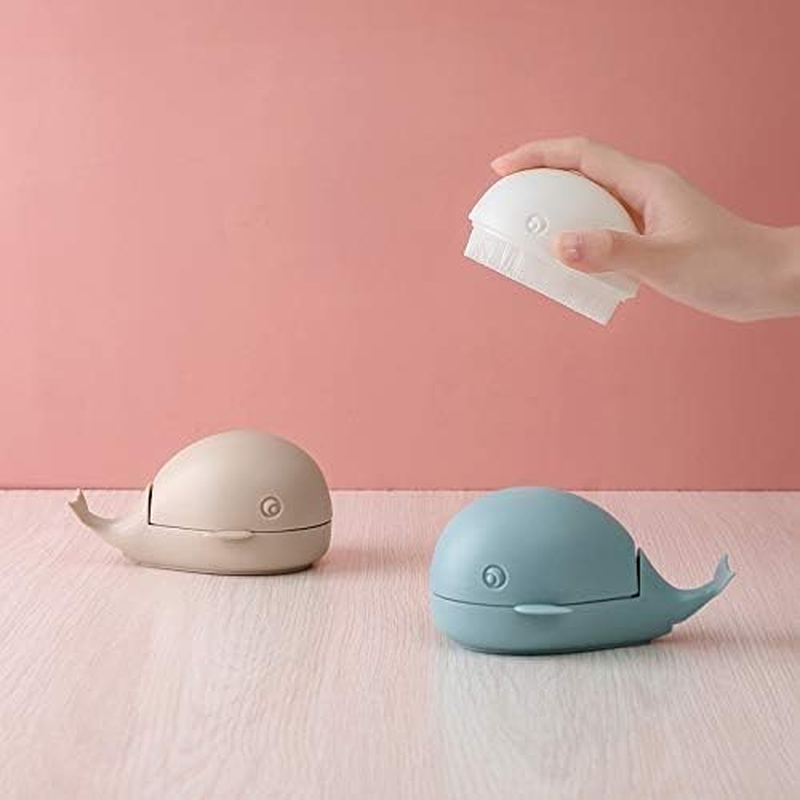 Plastics Washing Brush 3Pcs Creative Little Whale Washing Brush,Fingernail Scrub Brush Toe Cleaning Brush Handle Grip Nail Brush Cleaning Clothes Shoes Foot Scrubber Brushes (White+Blue+Beige, 12.8) image number 2