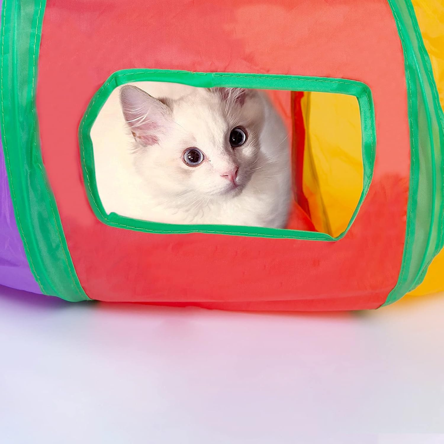 Sheldamy Cat Tunnel, S-2-Way Cat Tunnels for Indoor Cats, Collapsible Cat Play Tunnel, Interactive Toy Maze Cat House with 1 Play Ball for Cats, Puppy, Kitty, Kitten, Rabbit (Multicolor) - Blue,Multicolor image number 3