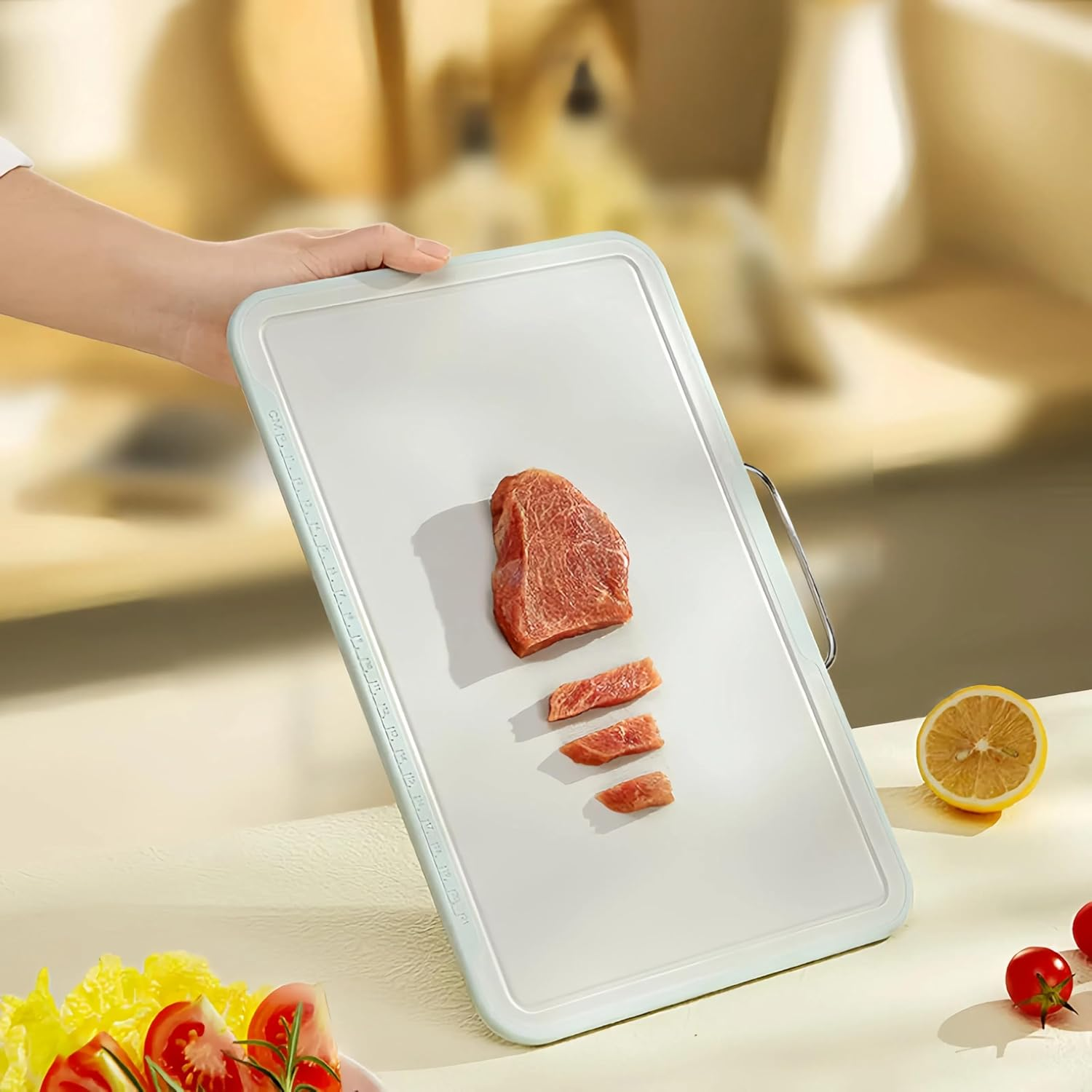 Roagoway 3-Piece Chopping Board Set with Storage Holder, Kitchen Cutting Board Food Prep Mats