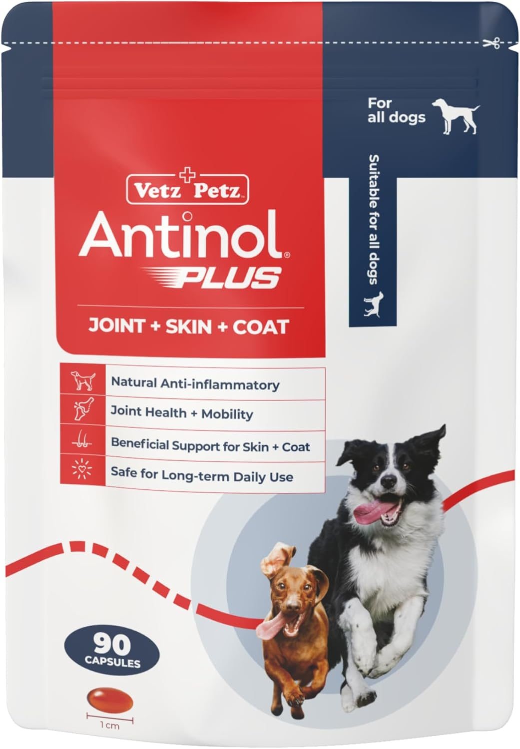 Vetz Petz Antinol plus ? Natural Joint, Skin & Coat Supplement for Dogs ? Marine Lipid Oils for Mobility & Inflammation ? No Fillers or Preservatives (60 Capsules) image number 3