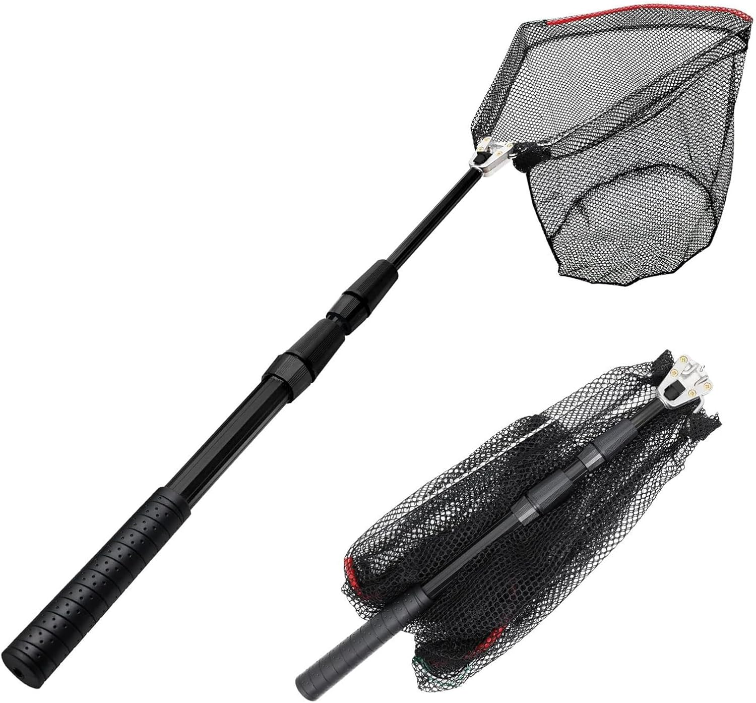 KOMCLUB Folding Fishing Net- Foldable Fish Landing Nets Collapsible Telescopic Aluminum Pole Handle for Trout, Catfish, Bass image number 1