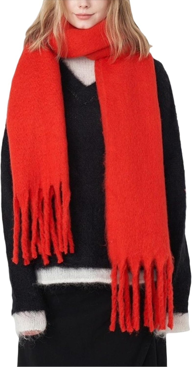 TYHOTULY Chunky Scarf for Women Winter Oversized Thick Warm Tassel Scarves Cold Weather Large Blanket Soft Warm Shawl Wraps image number 5