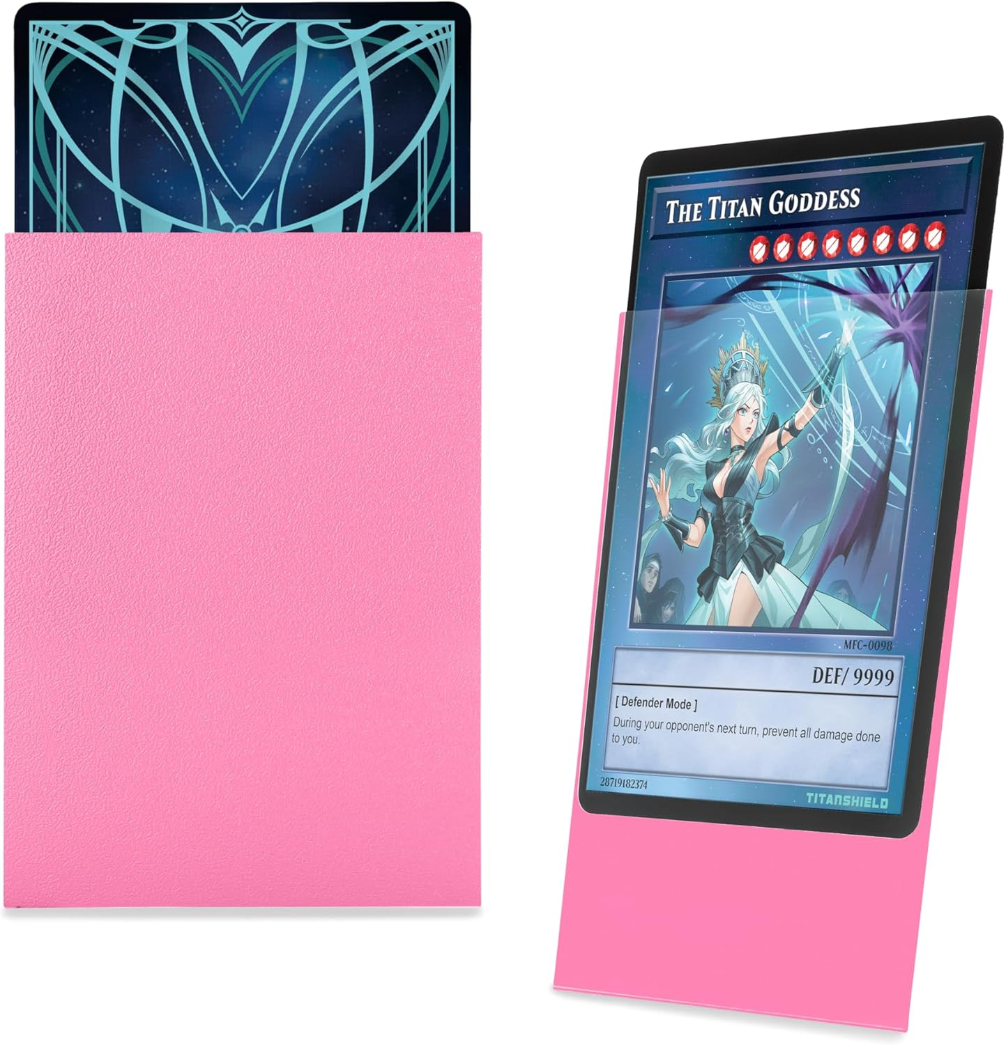 Titanshield (150 Sleeves) Bubblegum Pink Small Japanese Sized Trading Card Sleeves Deck Protector Compatible with Yu-Gi-Oh, Cardfight!! Vanguard, Kpop Photocards image number 1