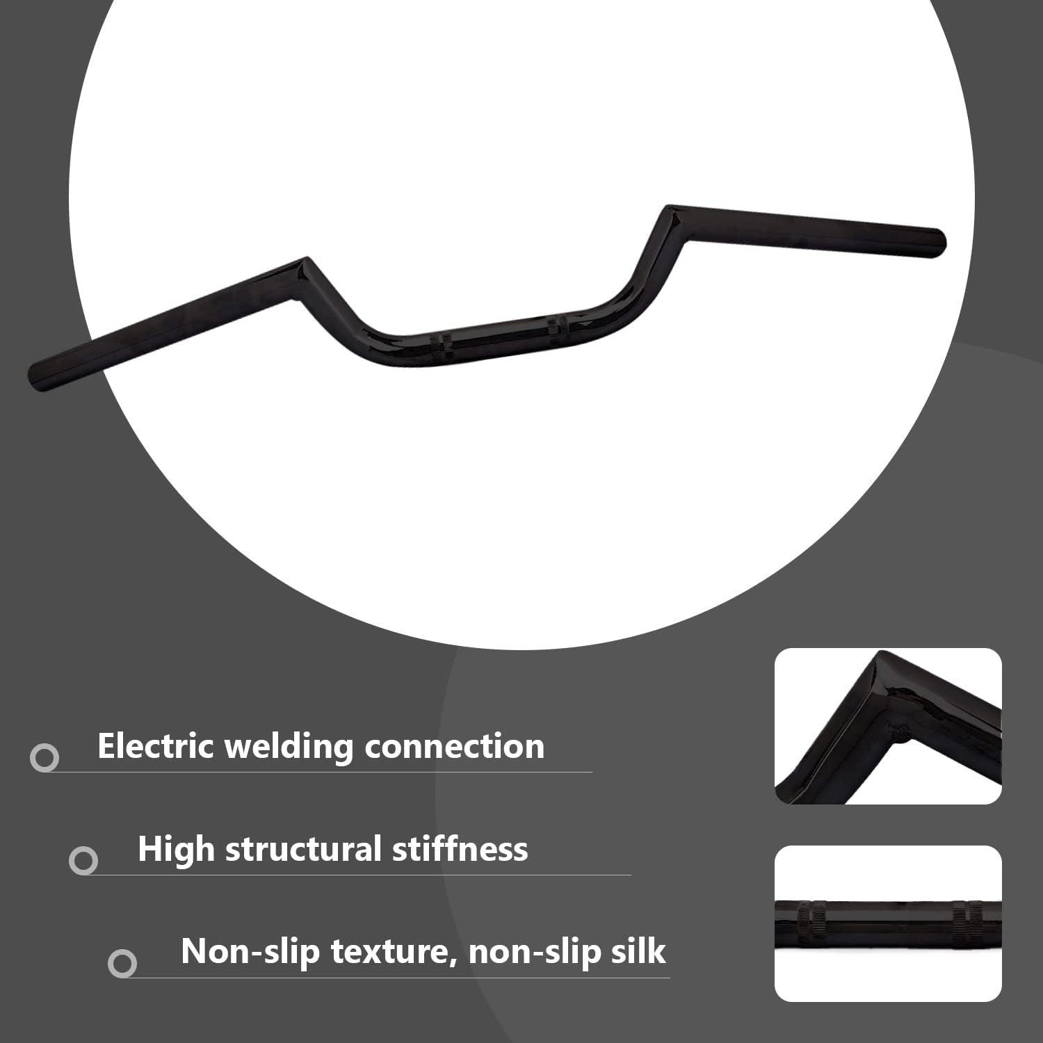 Anxin Motorcycle 7/8" Handlebar Cafe Racer Ace Clubman Style Handlebars 22MM Universal for Bobber Custom Application Black - Black image number 5