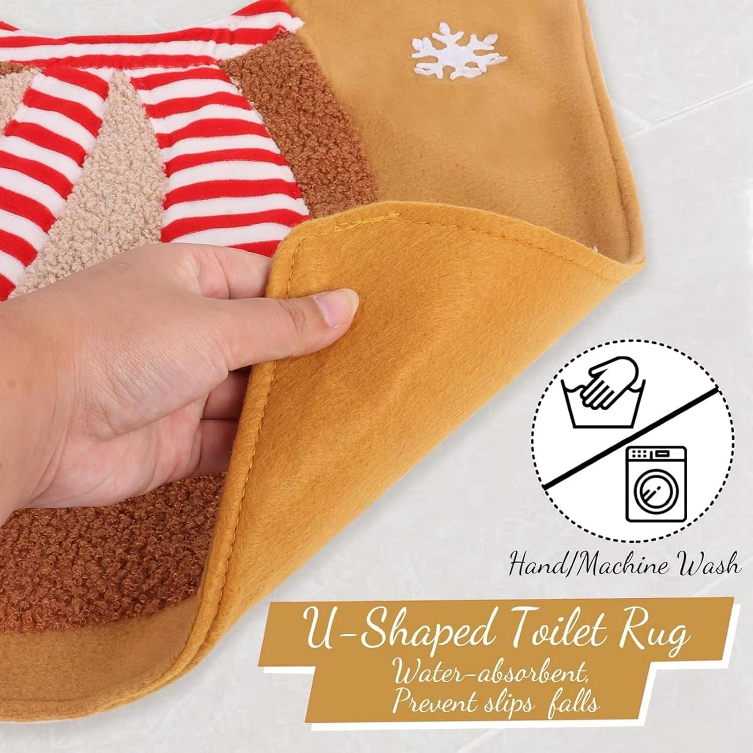 1 Set Christmas Toilet Set, Elk Toilet Cushion, Holiday Bathroom Decorations for Toilet Lid & Floor, Festive Xmas Bathroom Decoration Accessories image number 1