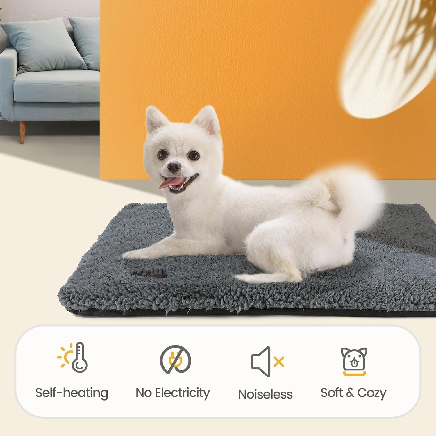 Self Warming Cat Bed Self Heating Cat Dog Mat 61 X 45 Cm Extra Warm Thermal Pet Pad for Indoor Outdoor Pets with Removable Cover Non-Slip Bottom Washable Non Electric(Dark Grey)