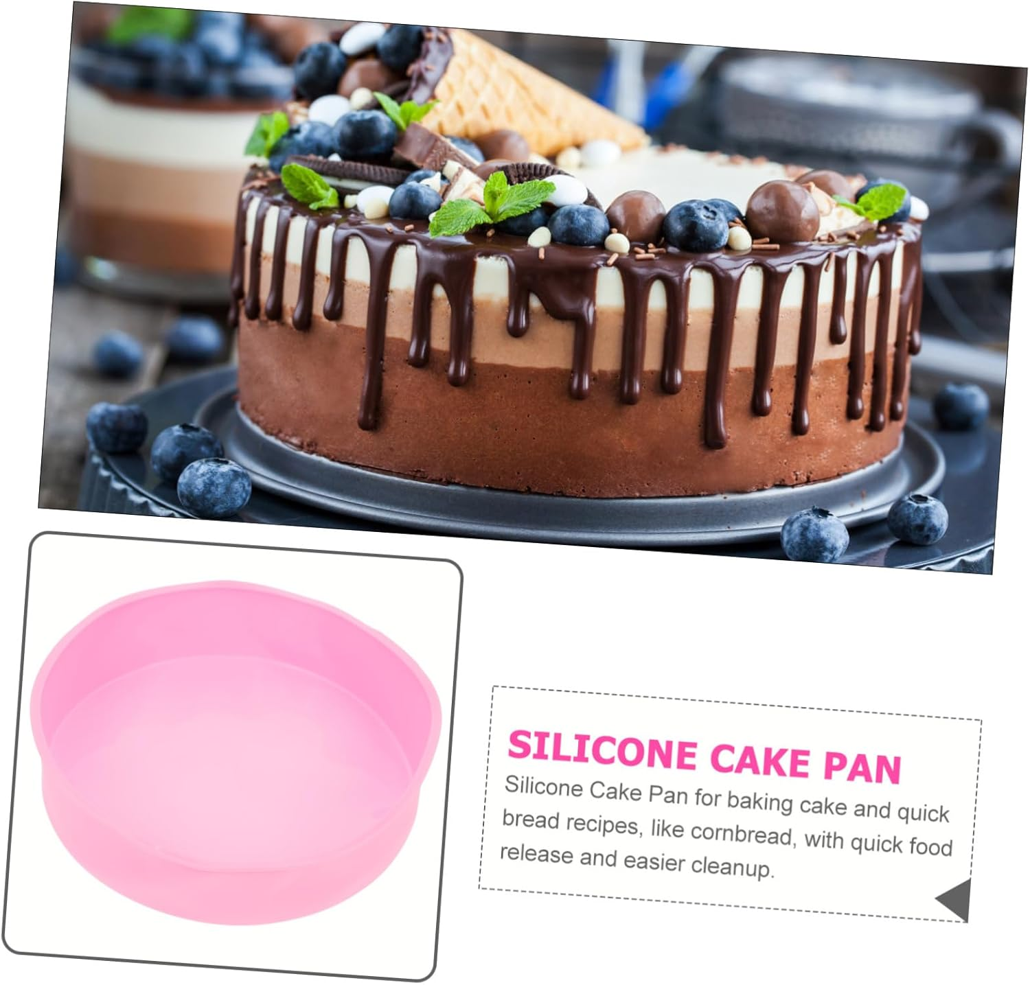 Alipis Silicone round Cake Pan Baking Mold Easy Release Sturdy Design for Layer Cakes Random Color