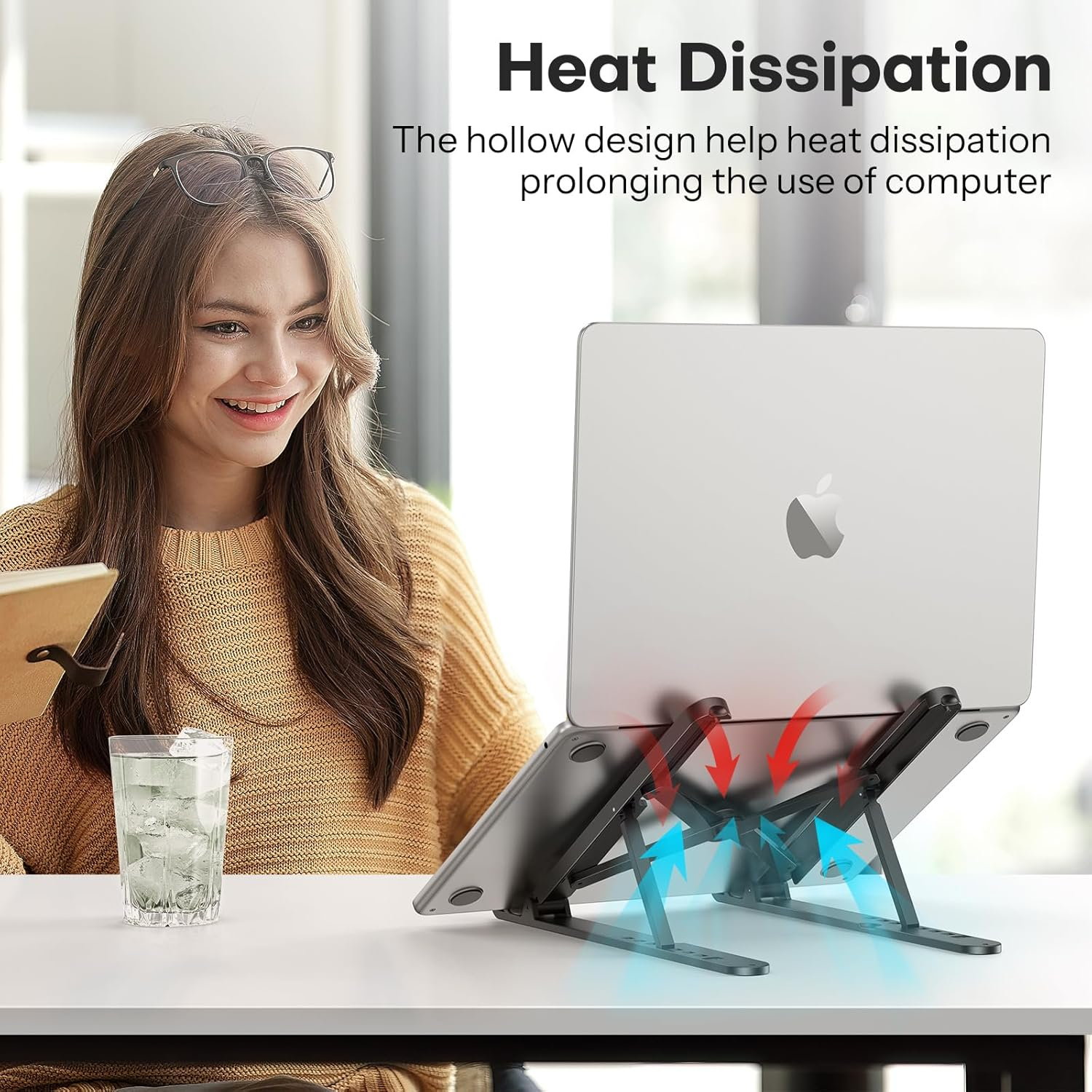 OMOTON Laptop Stand for Desk, Portable Computer Stand for Laptop Adjustable Laptop Riser Folable PC Holder Compatible with All Laptop and Tablet up to 15.6&rdquo; image number 5