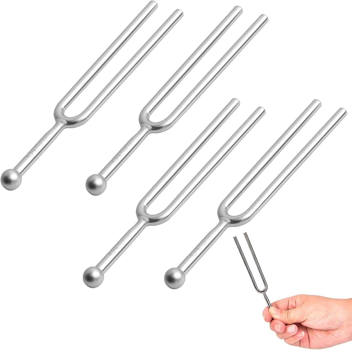 440Hz Tuning Fork, Standard Tuning Fork for Beginner Guitars Violinists, Stainless Steel Tone Tuning Fork for Musical Instruments, String Instruments Tone Tuning Fork for Violin Guitar (4 PCS)