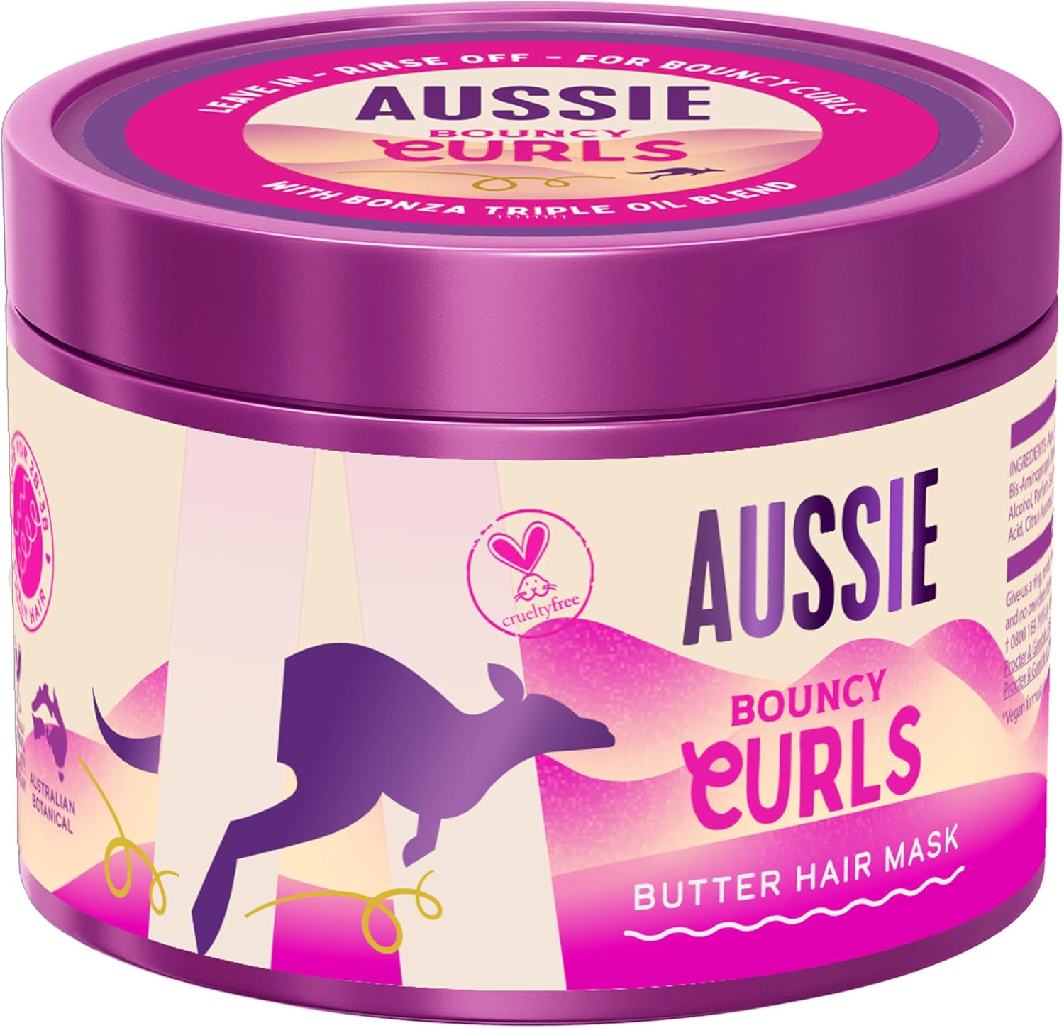 Aussie Bouncy Curls Butter Hair Mask 500Ml to Detangle, Nourish, Deeply Moisturise, Anti-Frizz. for Wavy & Curly Hair. with Jojoba, Coconut & Australian Macadamia Nut Oils. Vegan & Cruelty-Free
