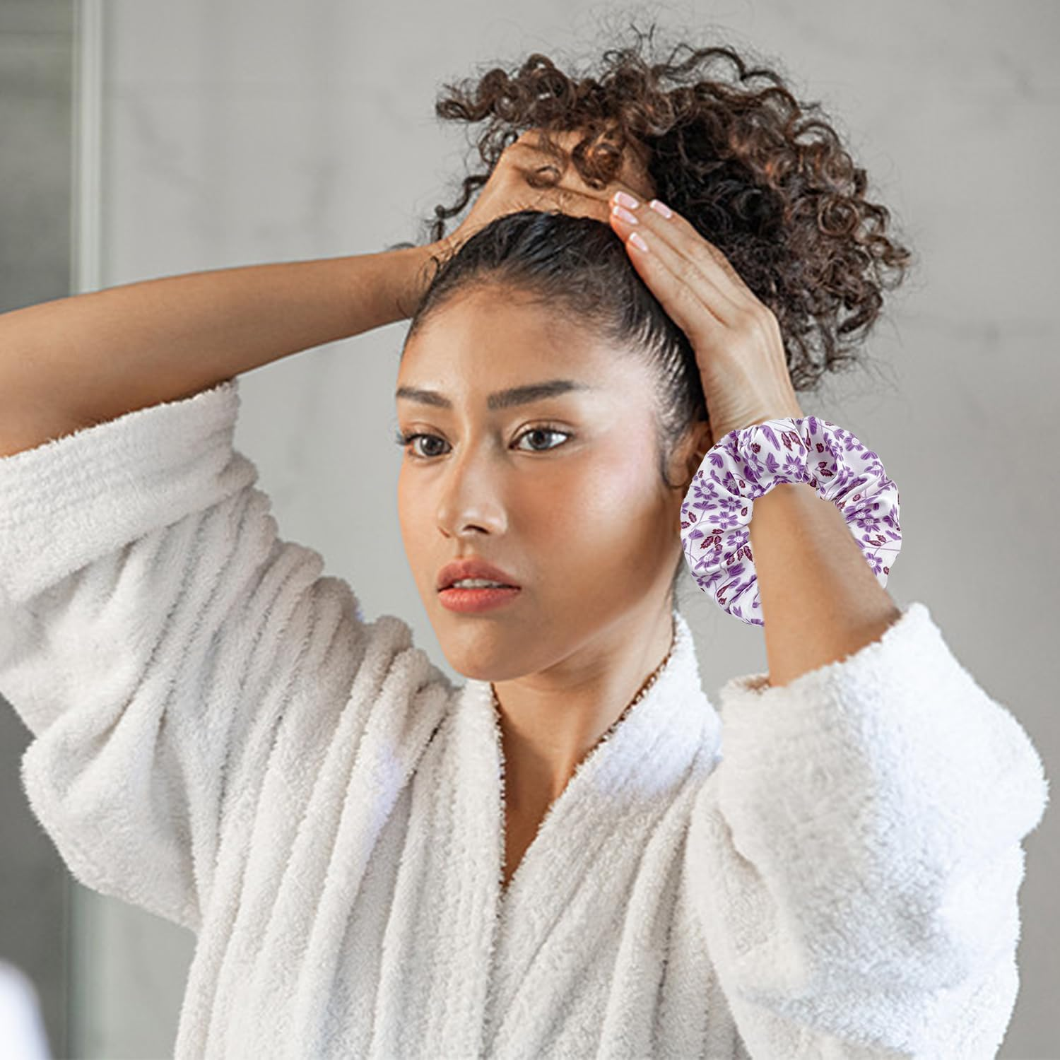 Pack of 12 Flower Hair Loops, Simple Elastic Hair Loops, Coloured Ponytail Head Ropes, Cute Hair Accessories and Matching Garments. image number 5