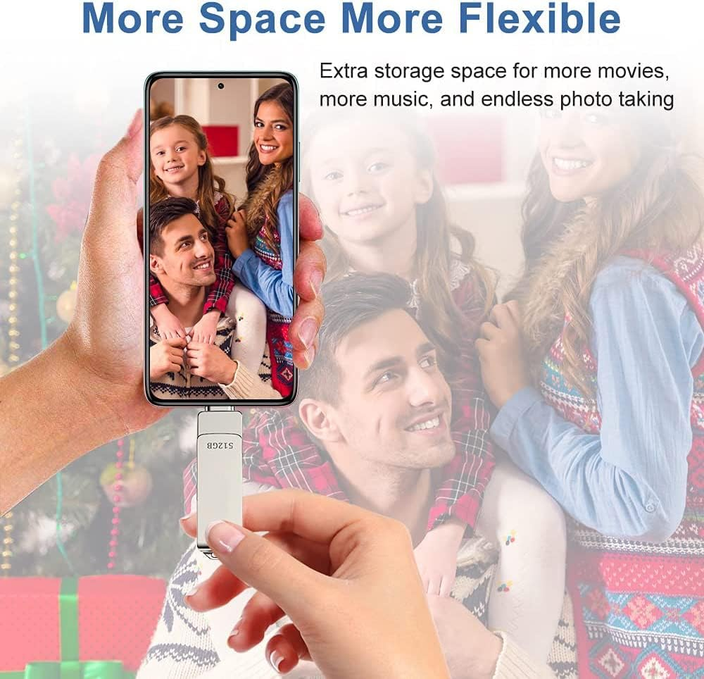 Mfi Iphoneusb Stick 512GB,USB C Stick for Iphone,Usb Flash Drive Externer Memory,3 in 1 Memory Stick, USB for Iphone/Ipad/Android Handy/Laptop/Pc image number 5