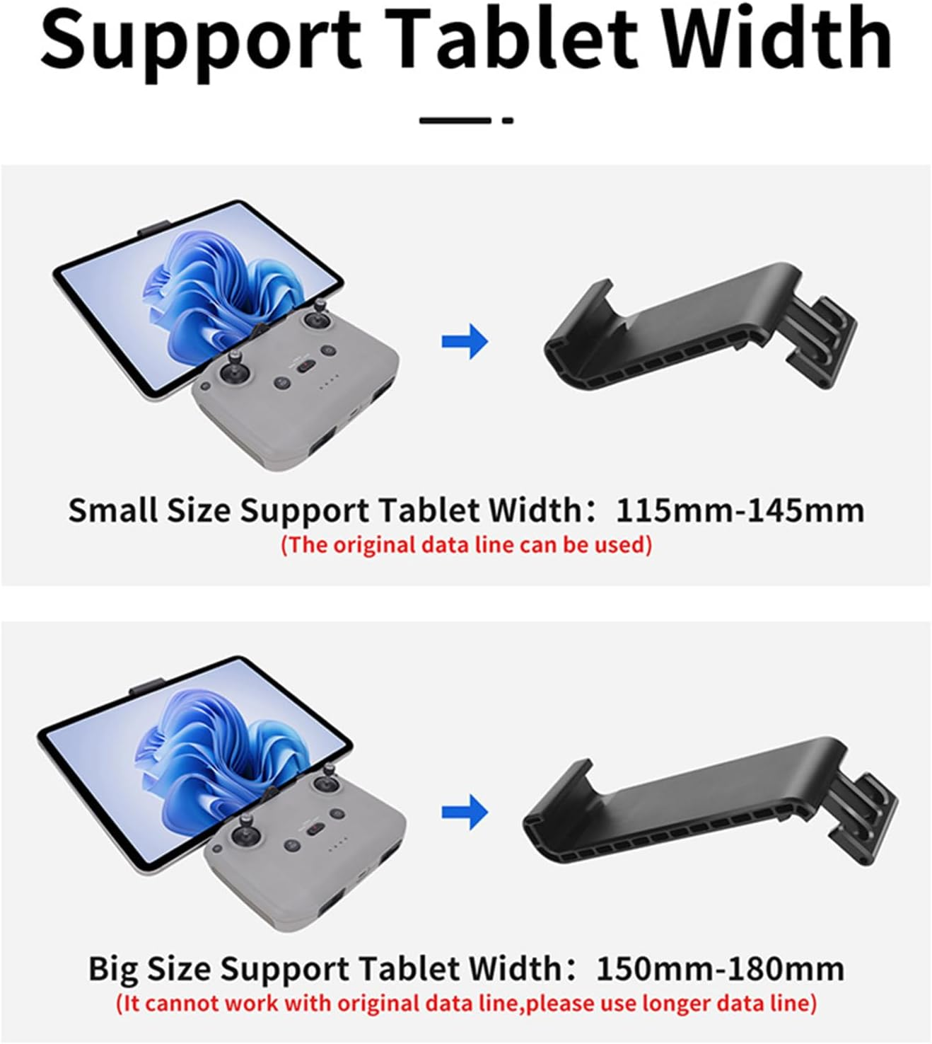 Remote Control Tablet Extended Bracket Extended Mounting Clip for DJI Neo/Air 3S/3/2S/2/Mini 3/2/SE/4 Pro, Remote Controller RC-N1/N2/N3 Tablet Adjustable Extended Mounting (Large(5.91-7.09Inch)) image number 4