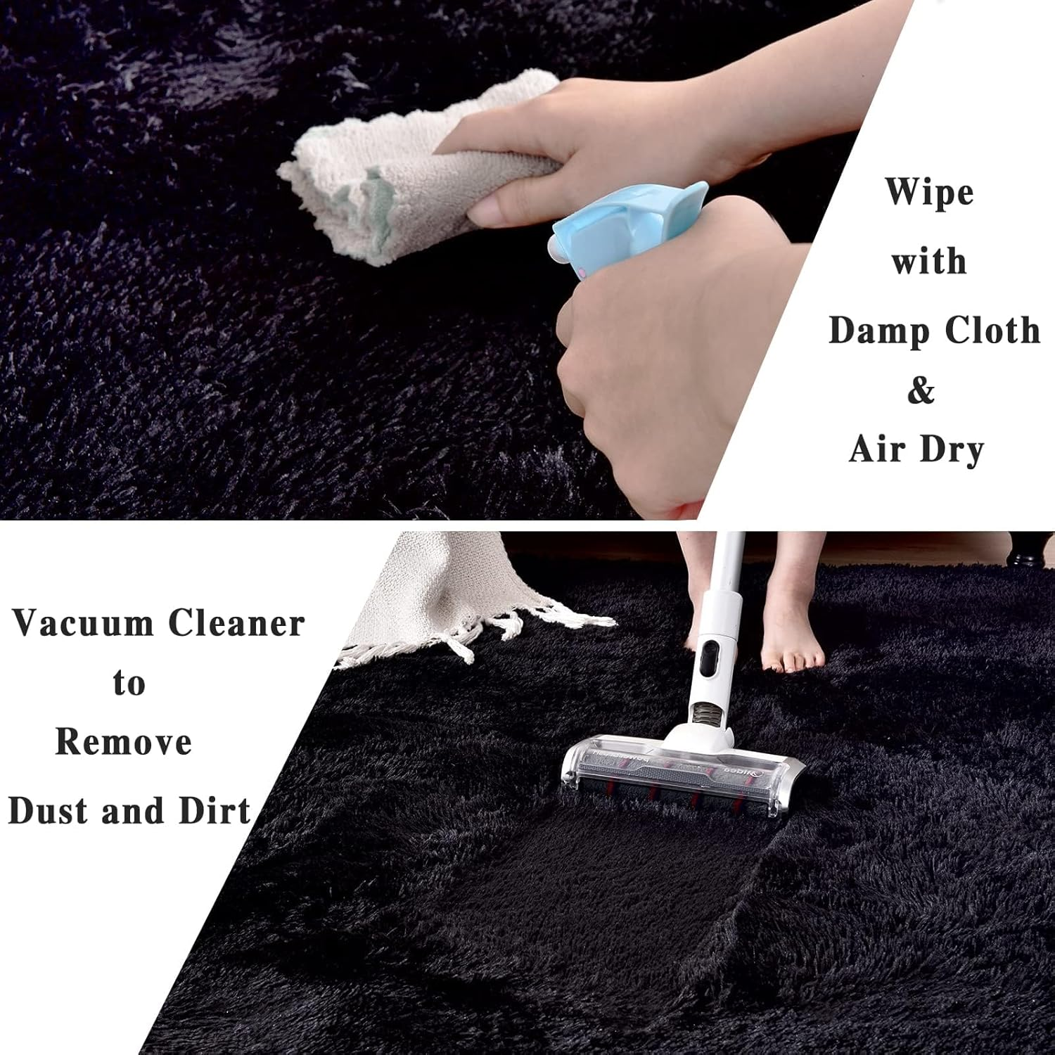 Shaggy Rugs for Bedroom Living Room, Super Soft Fluffy Fuzzy Area Rug for Kids Baby Nursery, Modern Indoor Plush Carpet for Home Decor, 4X5.2Ft Floor Furry Rugs for Children Dorm (Black, 120 * 160Cm) - Deep Grey image number 6