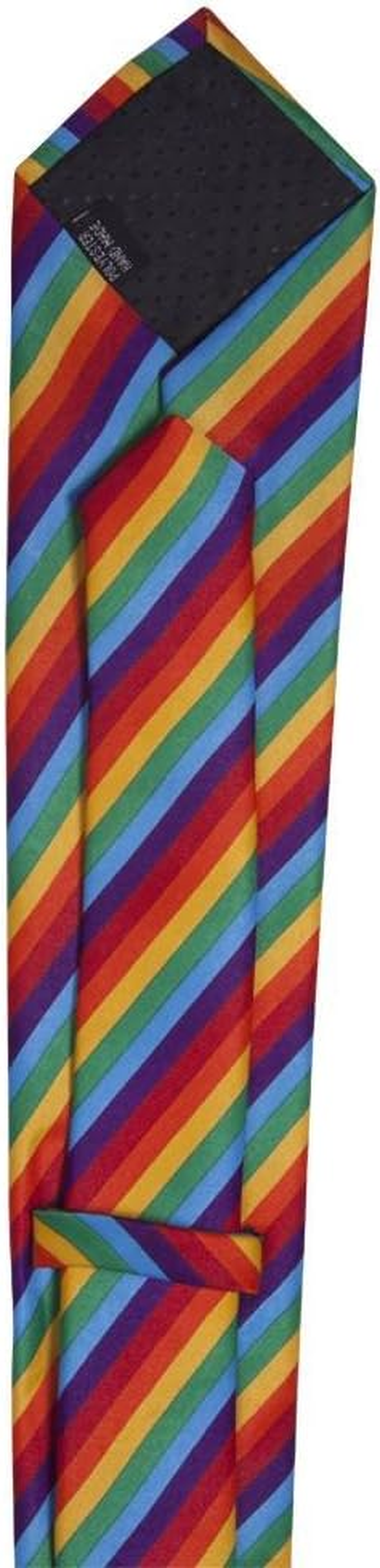 Rainbow Striped Thin Style Men'S Hand Made Neck Tie image number 2