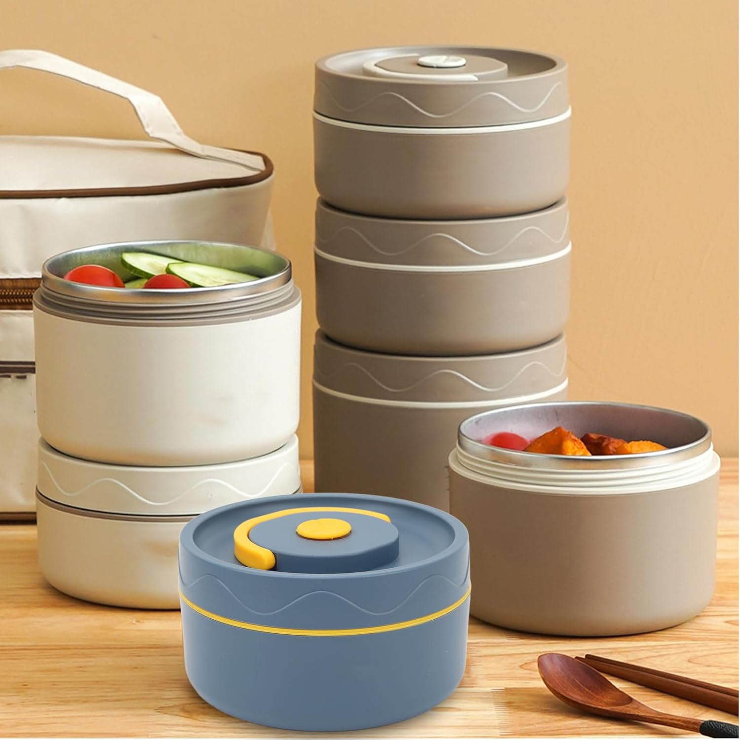 Insulated Food Container, 420Ml 304 Stainless Steel Double Layer Vacuum Insulated Food Jar, Wide Mouth Leak Proof Lunch Container for School Travel, Portable Food Bowl image number 3