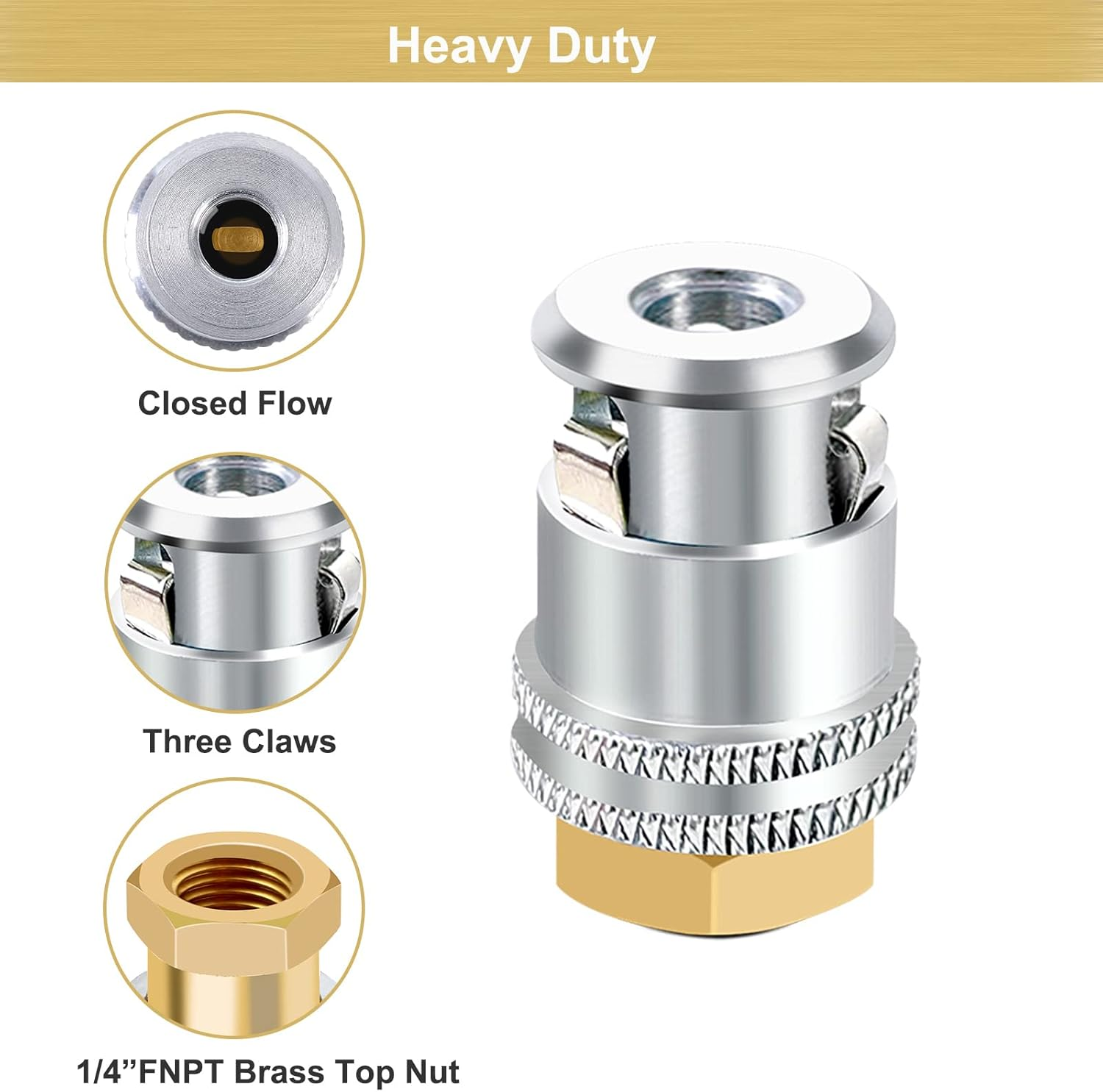 GODESON Lock on Air Chuck, 1/4FNPT Closed Flow Brass Tire Chuck, 2 Pack image number 5